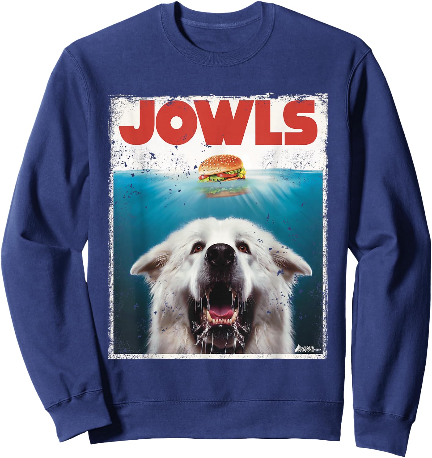 Funny Great Pyrenees Jowls Burger, Gentle Giant Cute Dog Mom Sweatshirt - Sweatshirt | Navy