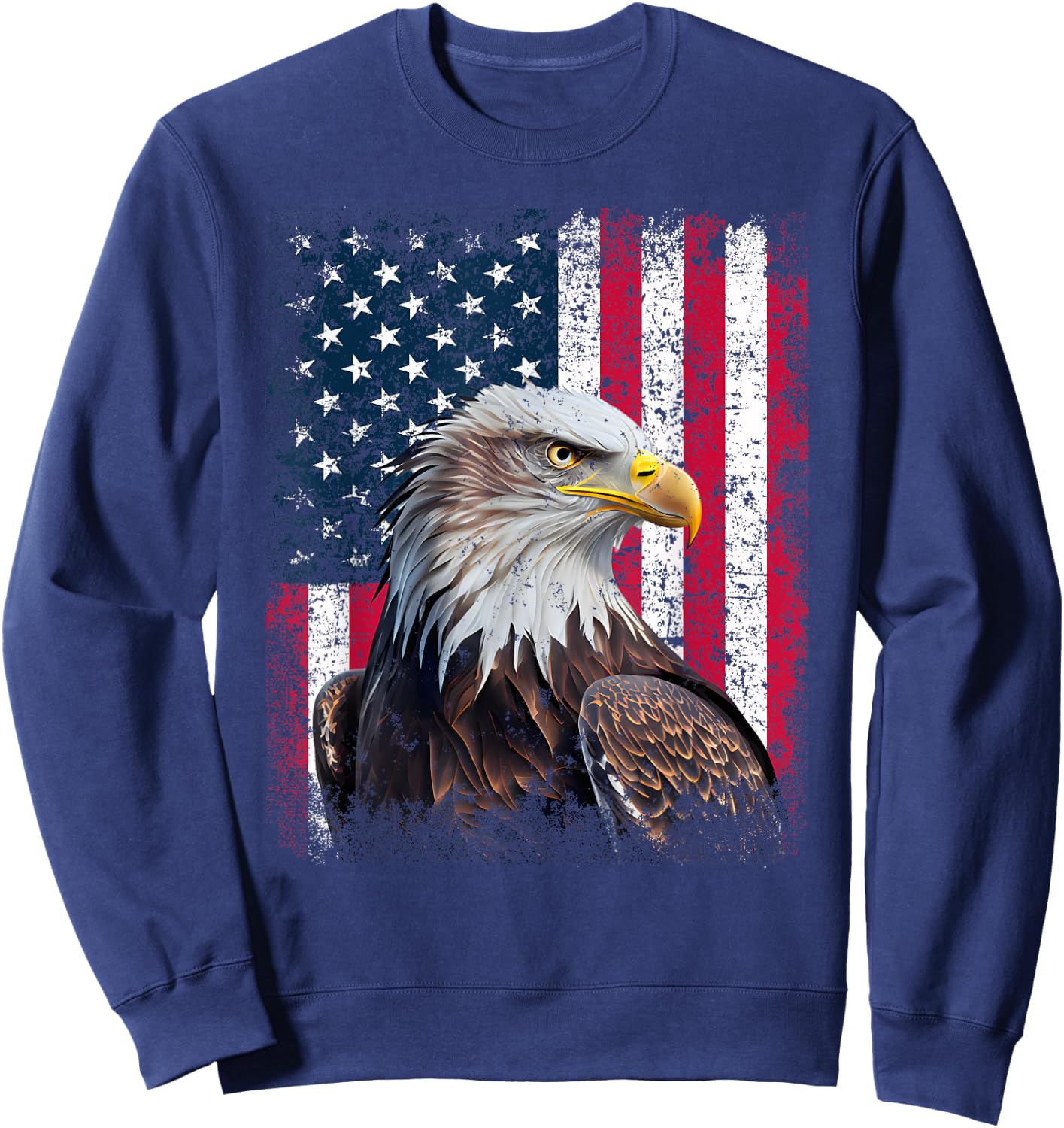 Patriotic Eagle 4th Of July USA American Flag Sweatshirt - Sweatshirt | Navy
