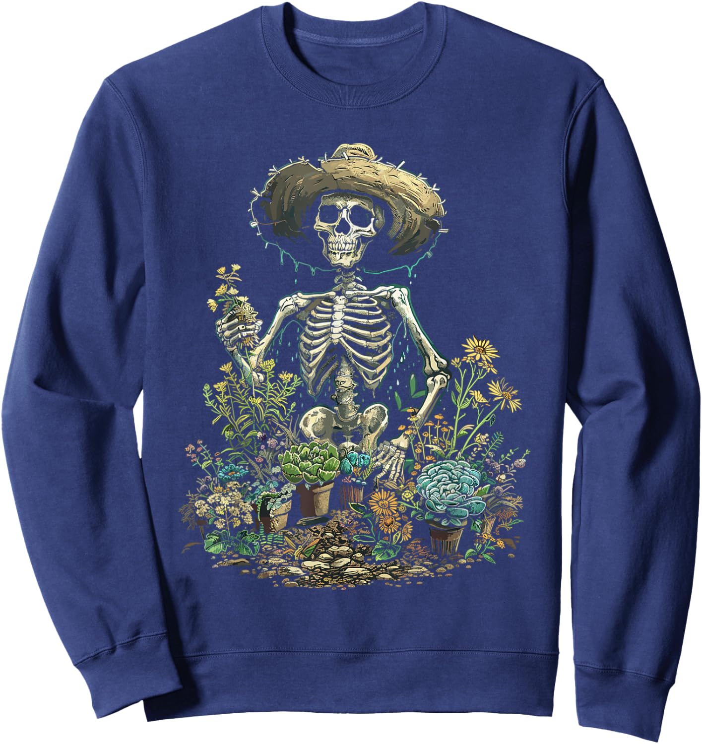 Skeleton Plants Lover Gardening Halloween Sweatshirt - Sweatshirt | Navy