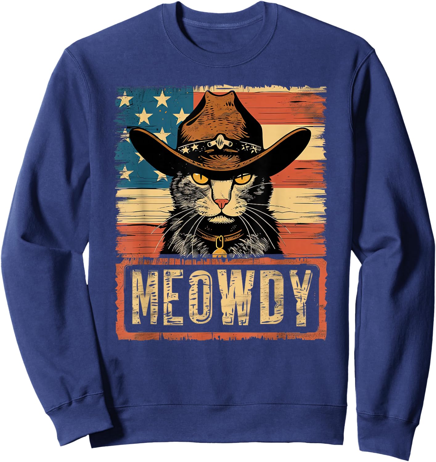 Meowdy Cat, Cowboy Kitten, Country Music Sweatshirt - Sweatshirt | Navy