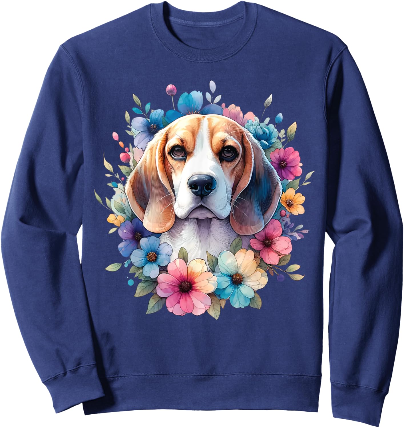 Floral Beagle Mom Dog Lovers Cute Mama Puppy Mother's Day Sweatshirt - Sweatshirt | Navy
