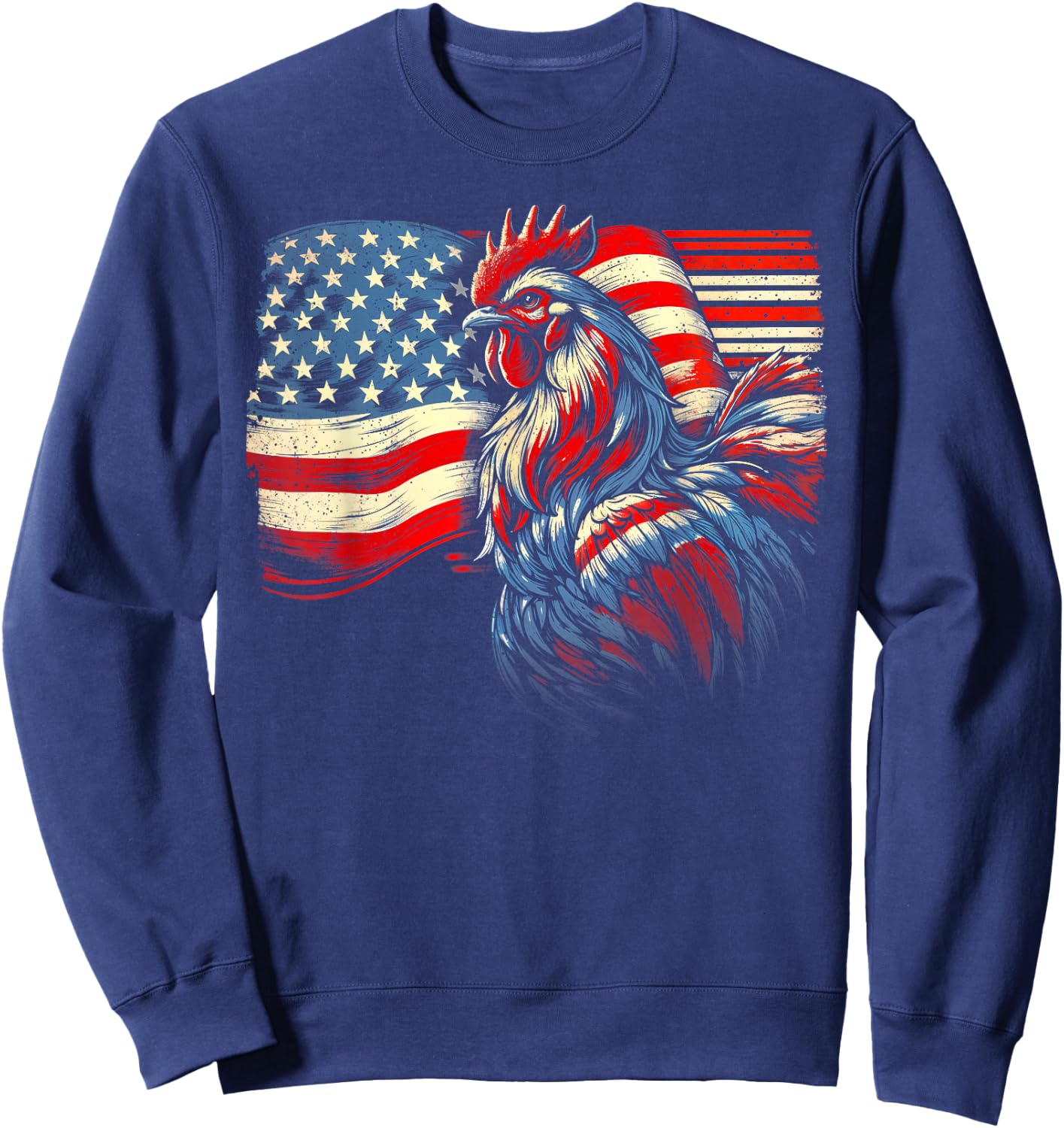 Chicken 4th Of July Flag American Patriot USA Farm Chicken Women Kids Men Sweatshirt - Sweatshirt | Navy