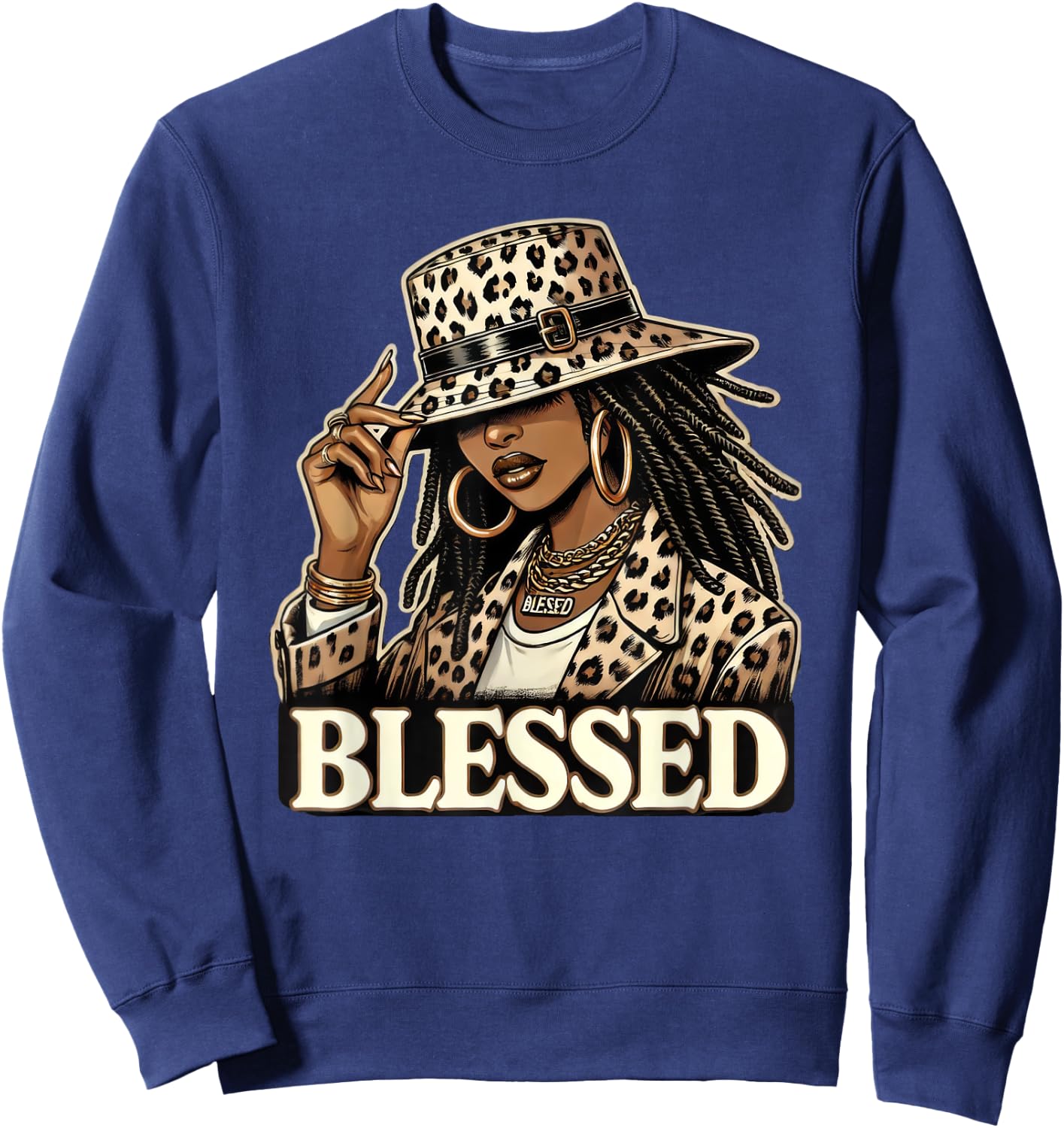 Blessed Black Cowgirl Western Swag African Christian Woman Sweatshirt - Sweatshirt | Navy