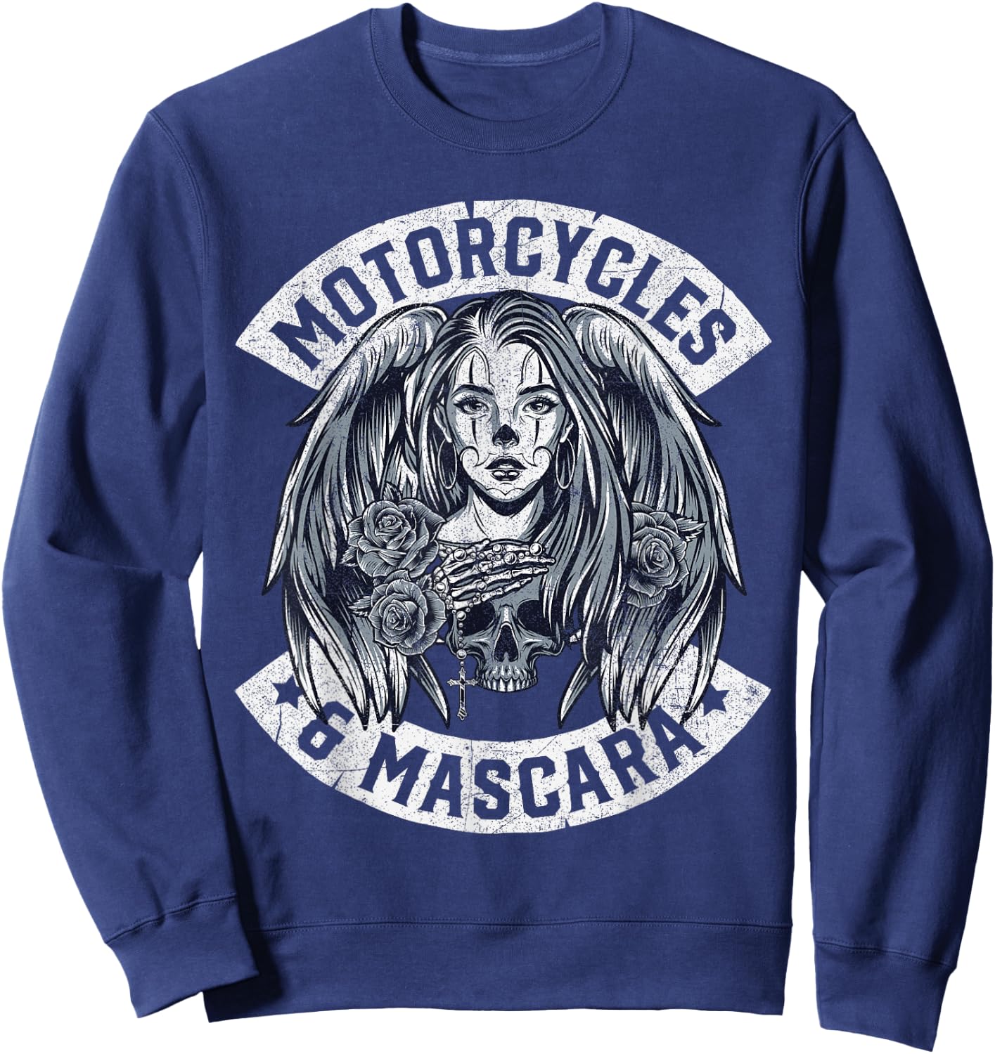 Motorcycles and Mascara Cute Motorcycle Chick Biker Girl Sweatshirt - Sweatshirt | Navy