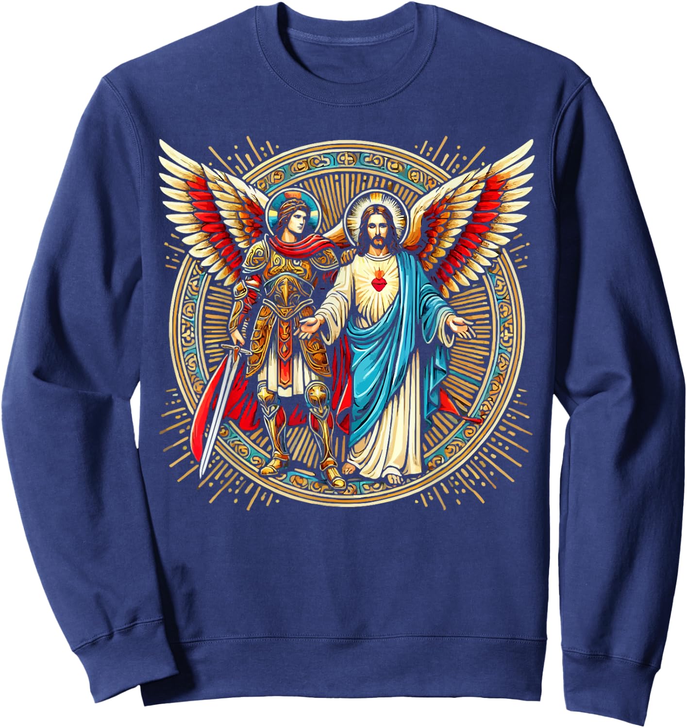 Archangel Gabriel Catholic Christianity Guardian Angel Sweatshirt - Sweatshirt | Navy