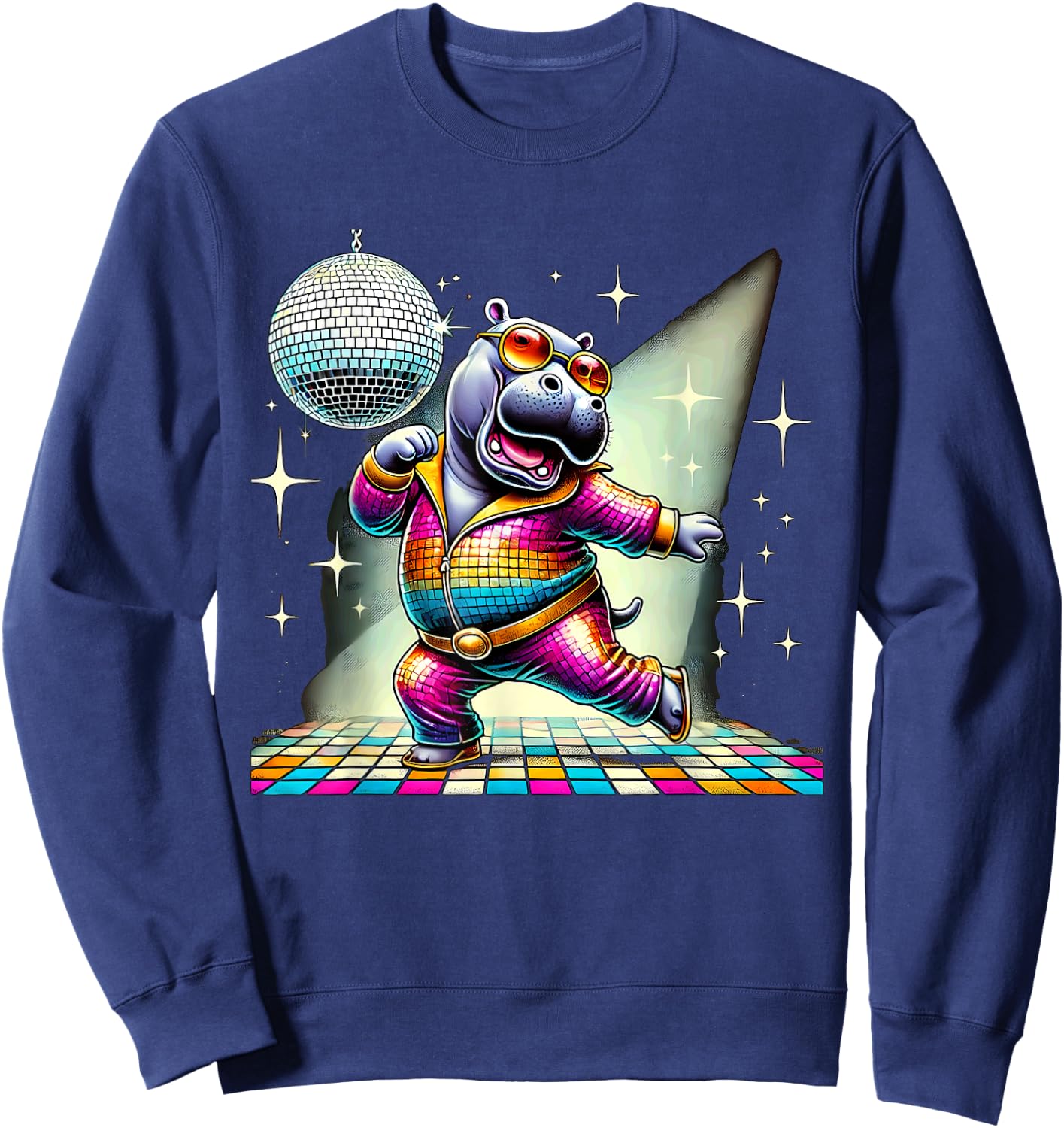 Aesthetic Hippo Disco Sweatshirt - Sweatshirt | Navy
