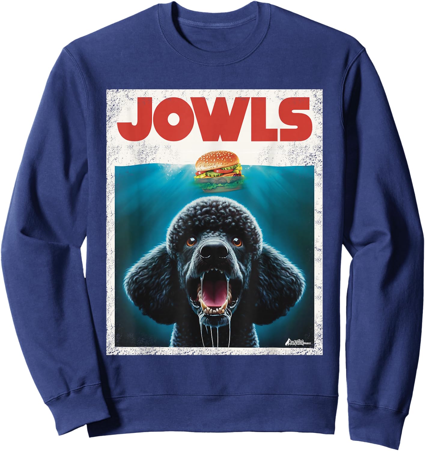Funny Poodle Black Standard Poodle Jowls Burger Cute Dog Mom Sweatshirt - Sweatshirt | Navy