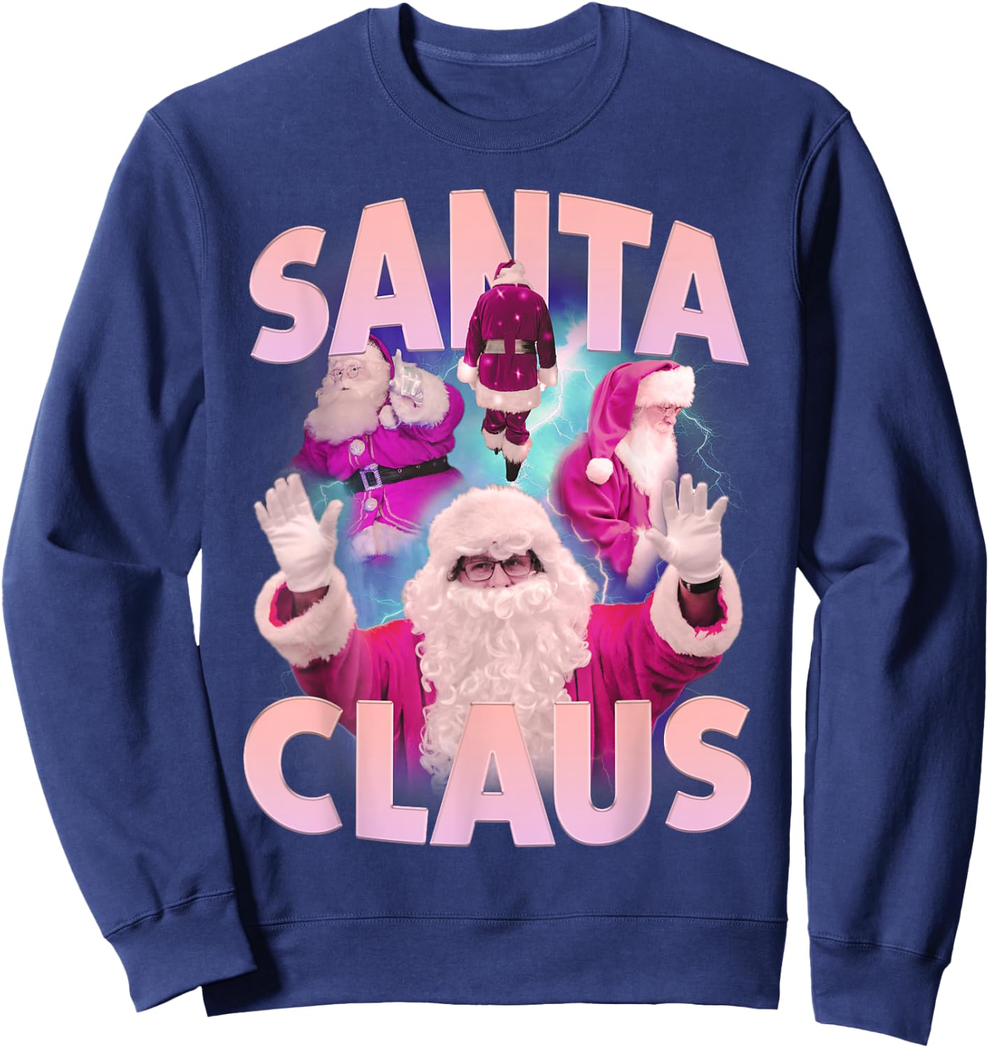 Vintage Christmas Santa Claus Bootleg 90s Hip Hop Rapper Sweatshirt - Sweatshirt | Navy