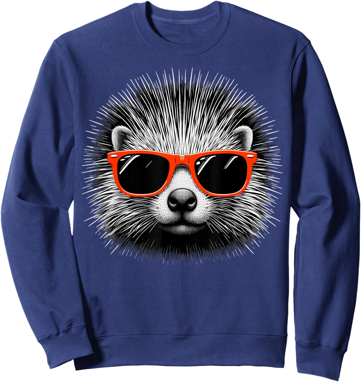Cool Porcupine Wearing Sunglasses Graphic Art Sweatshirt - Sweatshirt | Navy