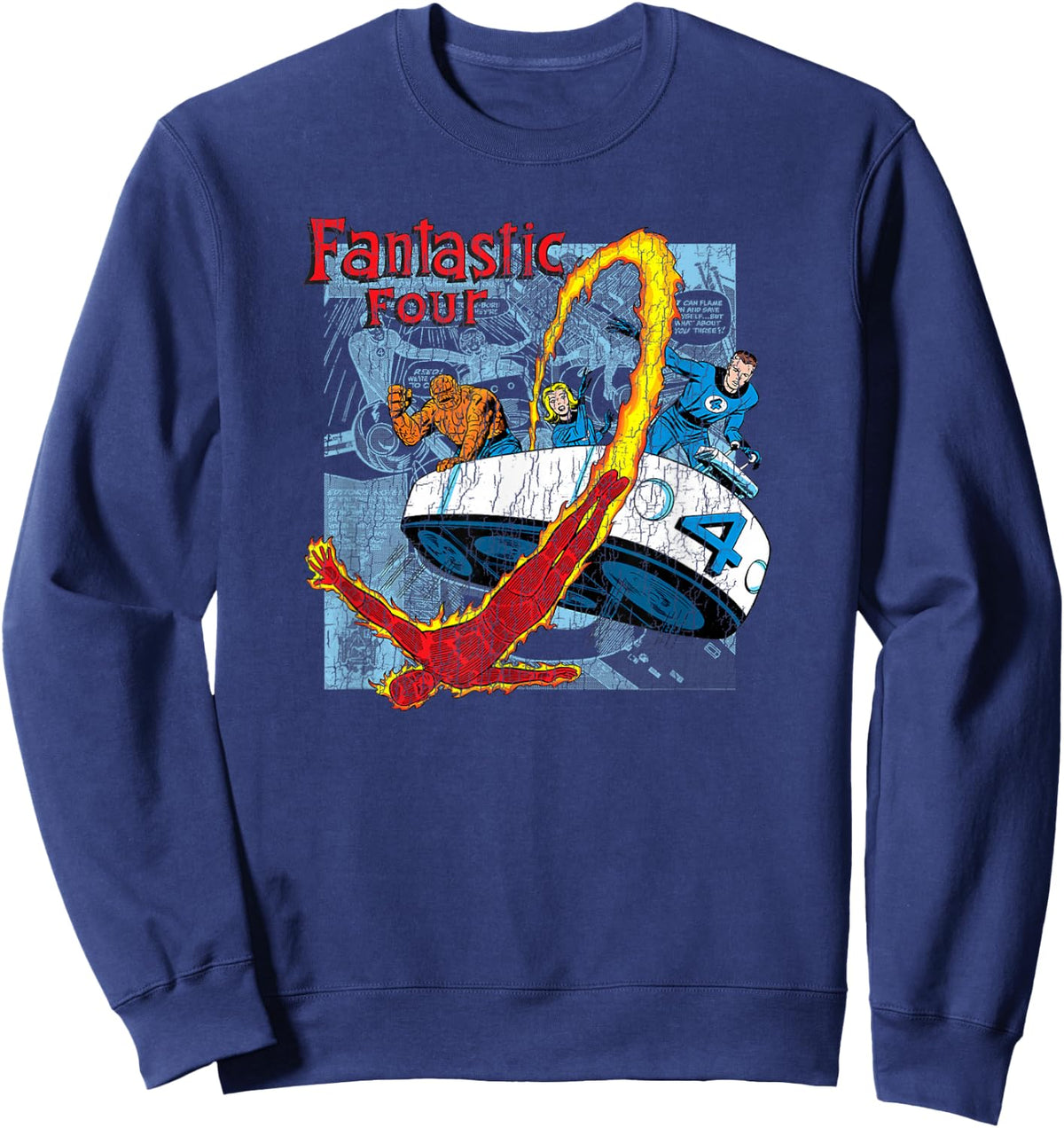 Marvel Fantastic Four Comic Shot Vintage Distressed Logo Sweatshirt - Sweatshirt | Navy