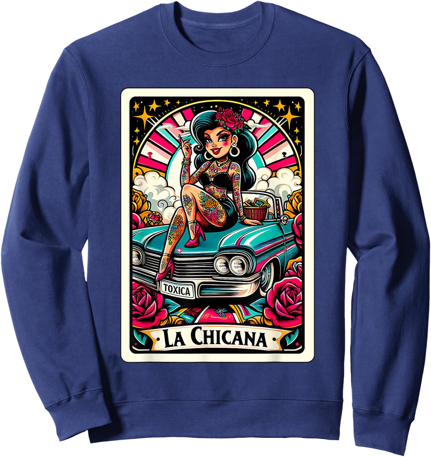 La Toxica Mexican Tarot Card Latina Woman Chicana Sweatshirt - Sweatshirt | Navy