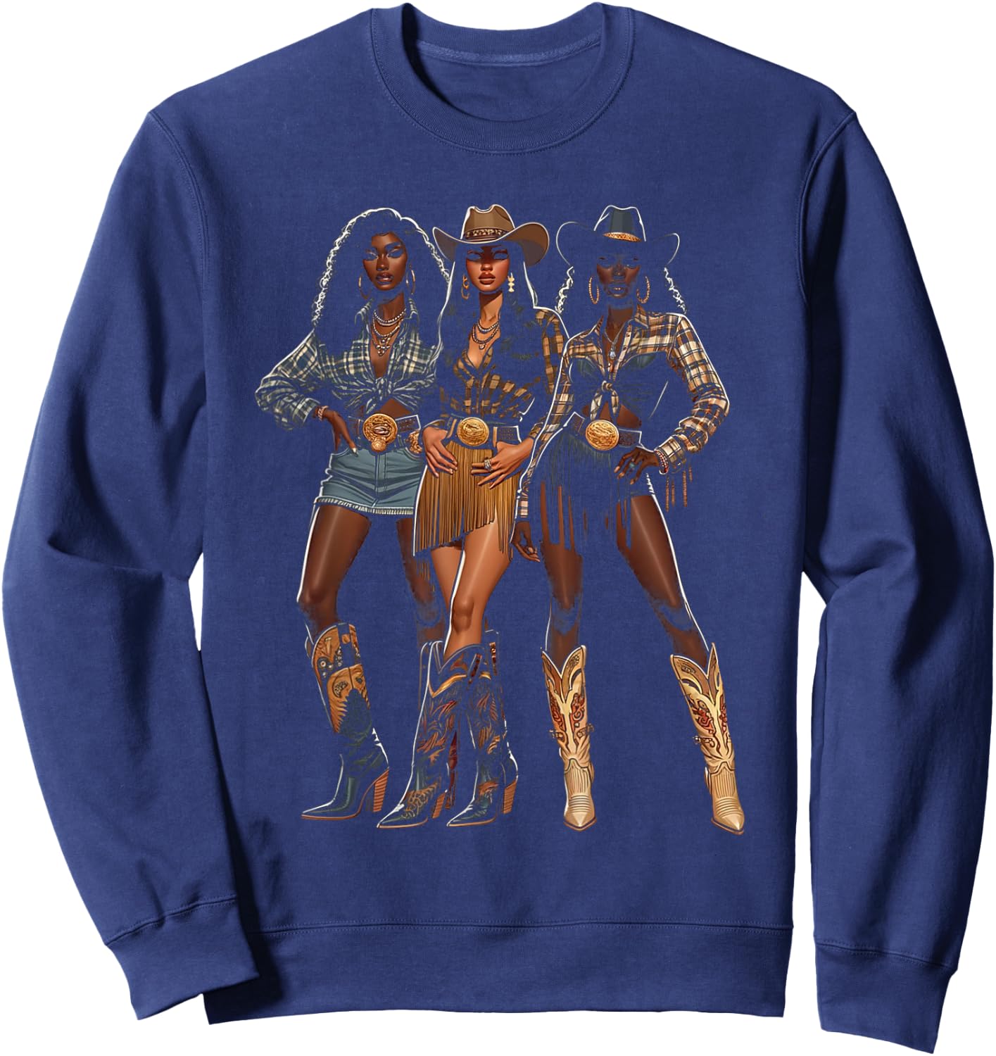 Black Cowgirl Western Rodeo Melanin Black History Texas Sweatshirt - Sweatshirt | Navy