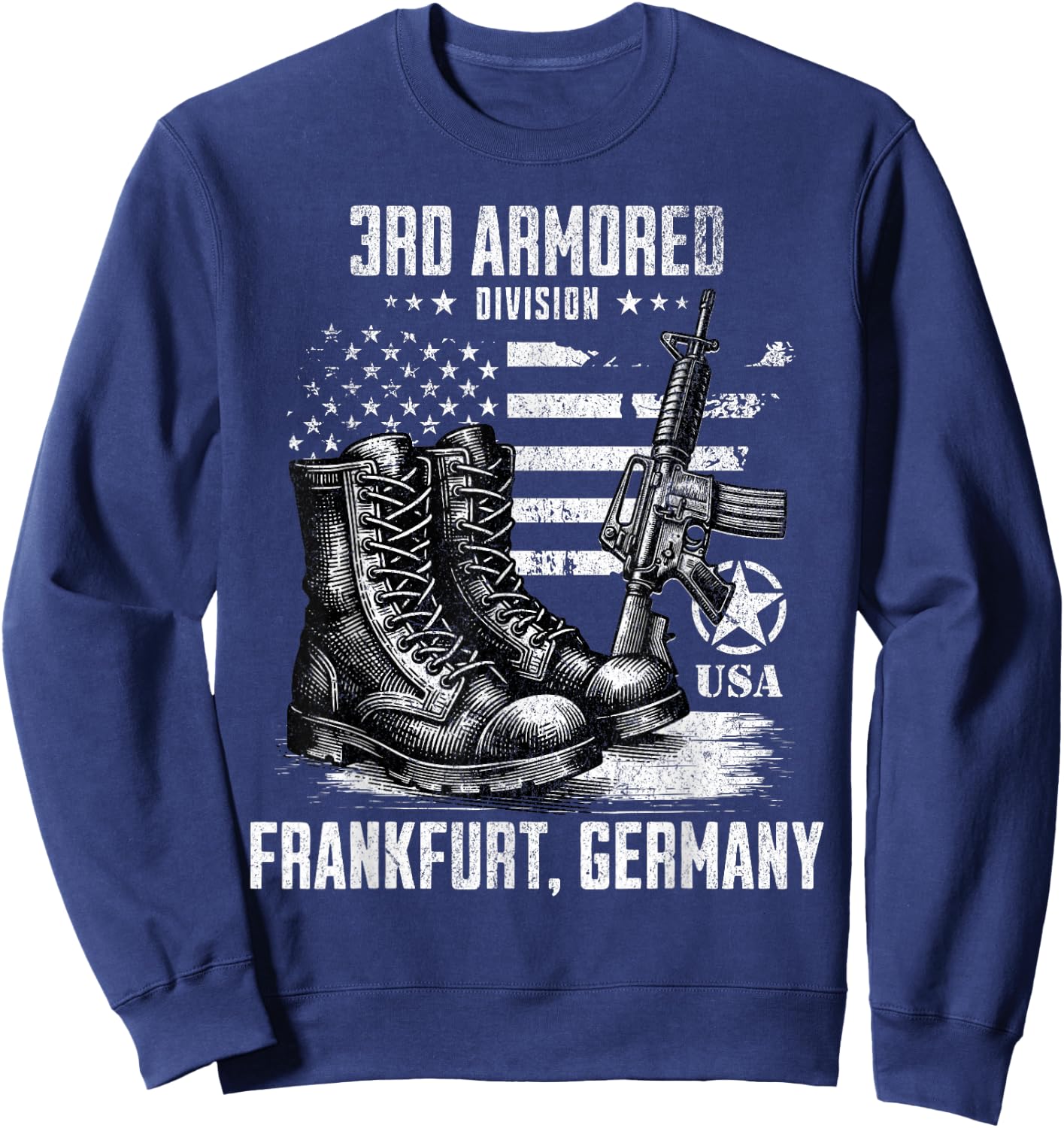 SoldierTees 3rd Armored Division Frankfurt Germany Military Veteran , Small, Black Sweatshirt - Sweatshirt | Navy