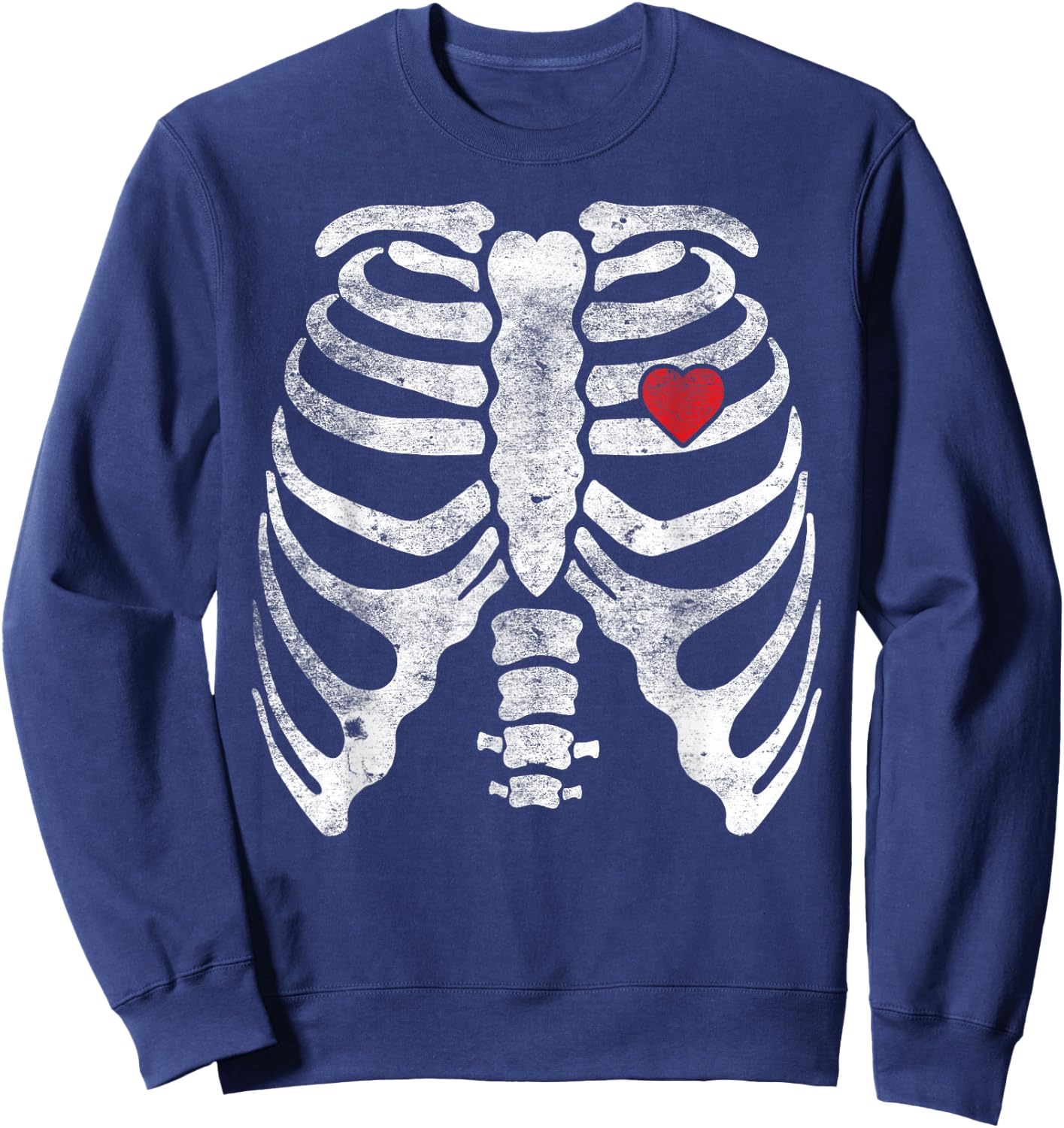 Heart Rib Cage X-Ray Adult Kids Funny Halloween Skeleton Sweatshirt - Sweatshirt | Navy