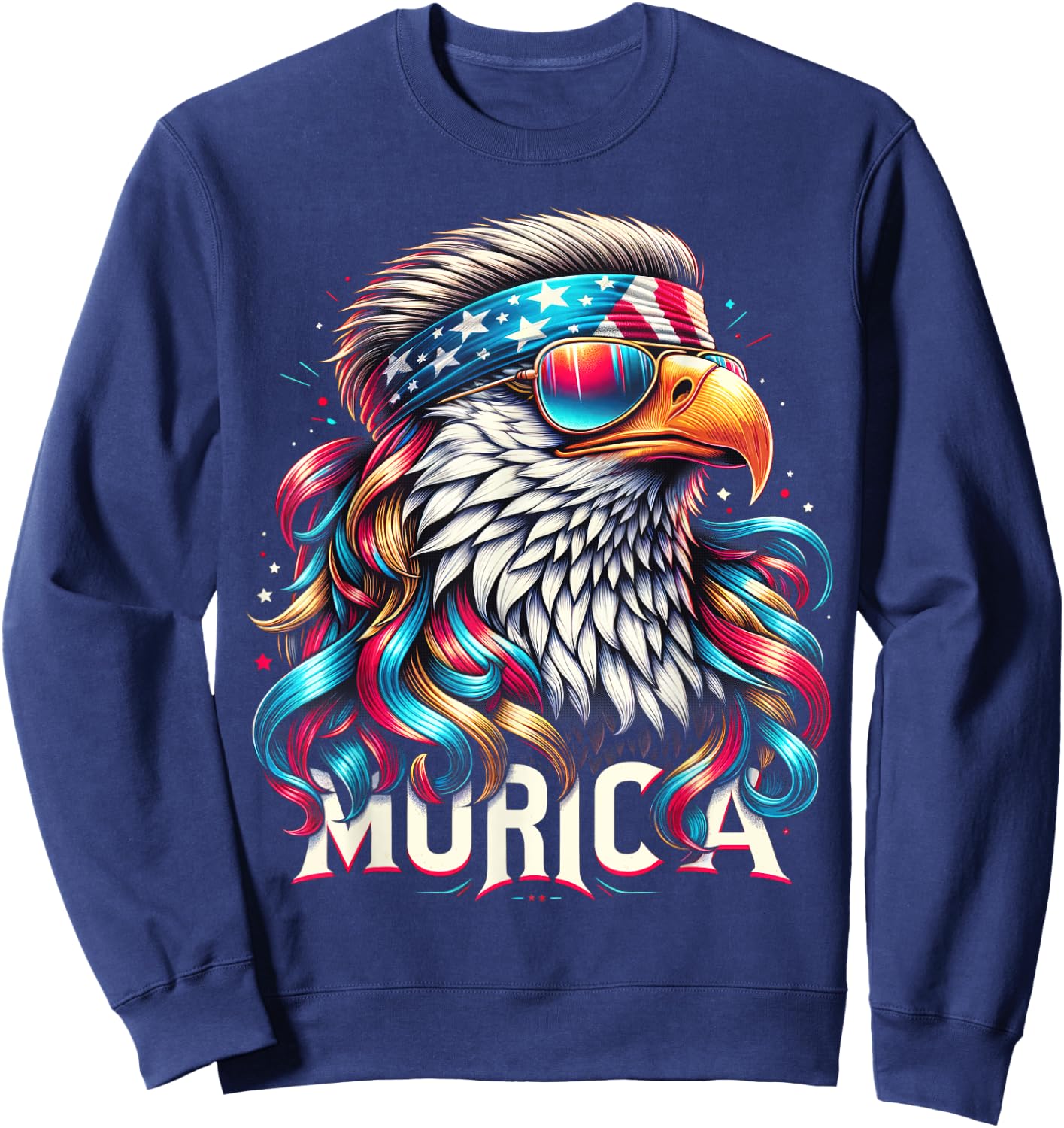 4th of July Patriotic Funny Eagle July 4th USA Murica Kids Men Sweatshirt - Sweatshirt | Navy
