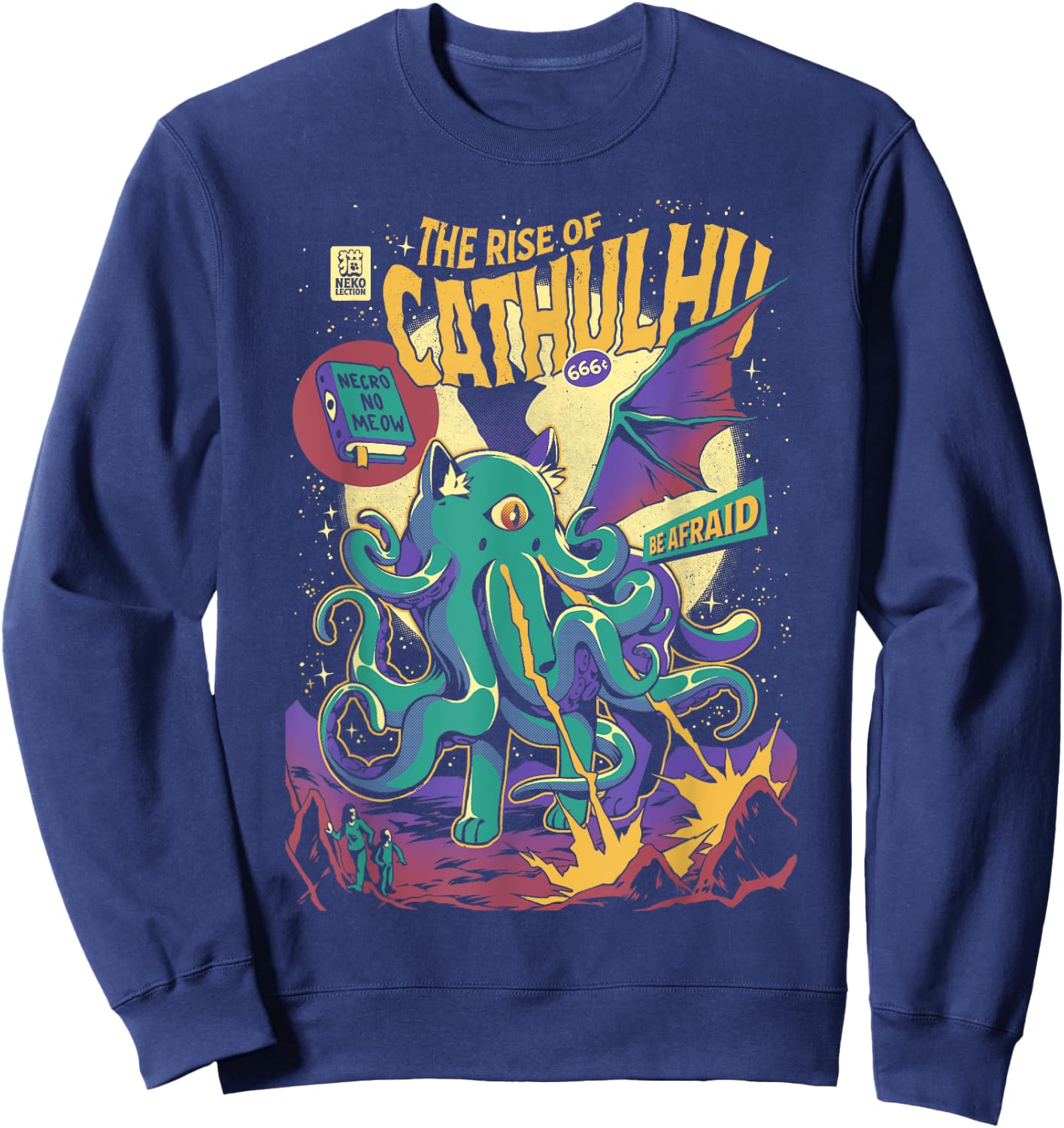 Rise Of Cathulhu Creepy Kitten Cthulhu Halloween Cat Sweatshirt - Sweatshirt | Navy