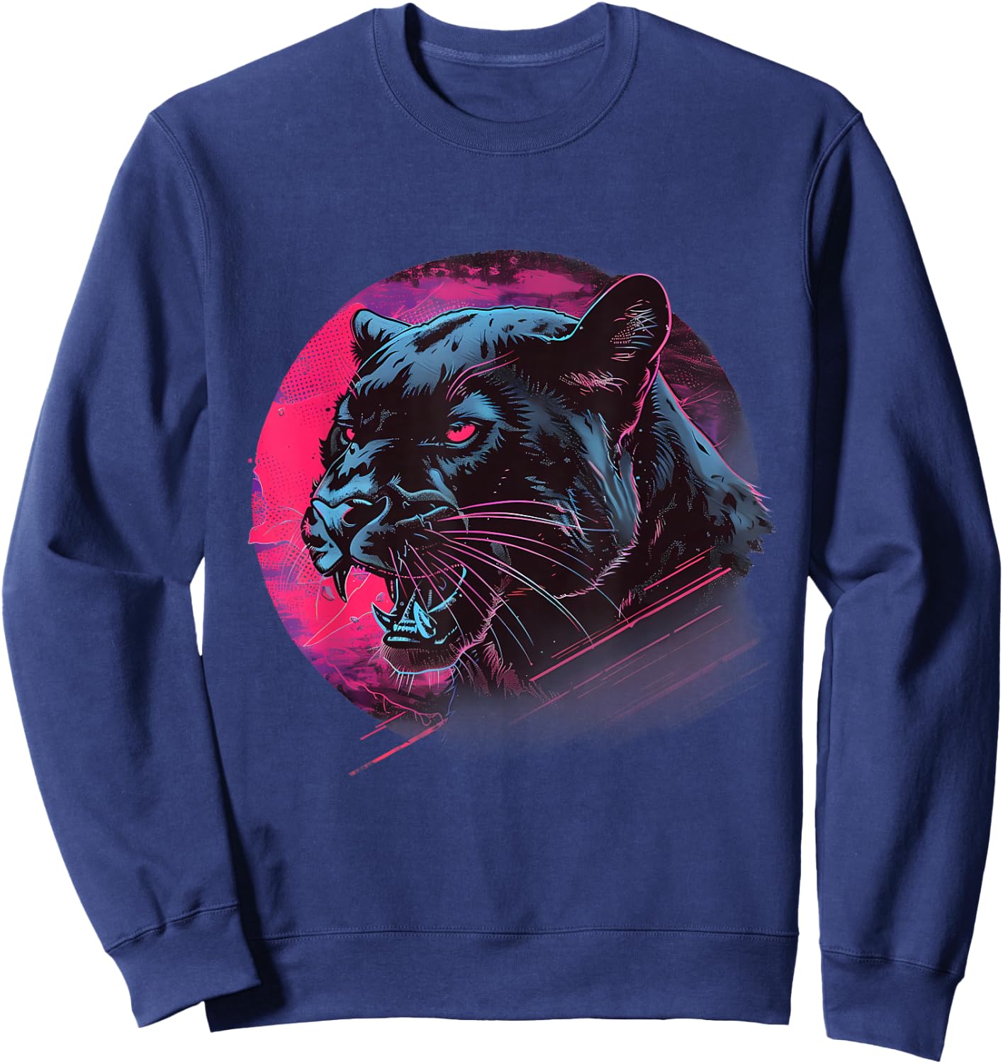 Panther Wildlife Portrait Colourful Nature Panther Lover Sweatshirt - Sweatshirt | Navy