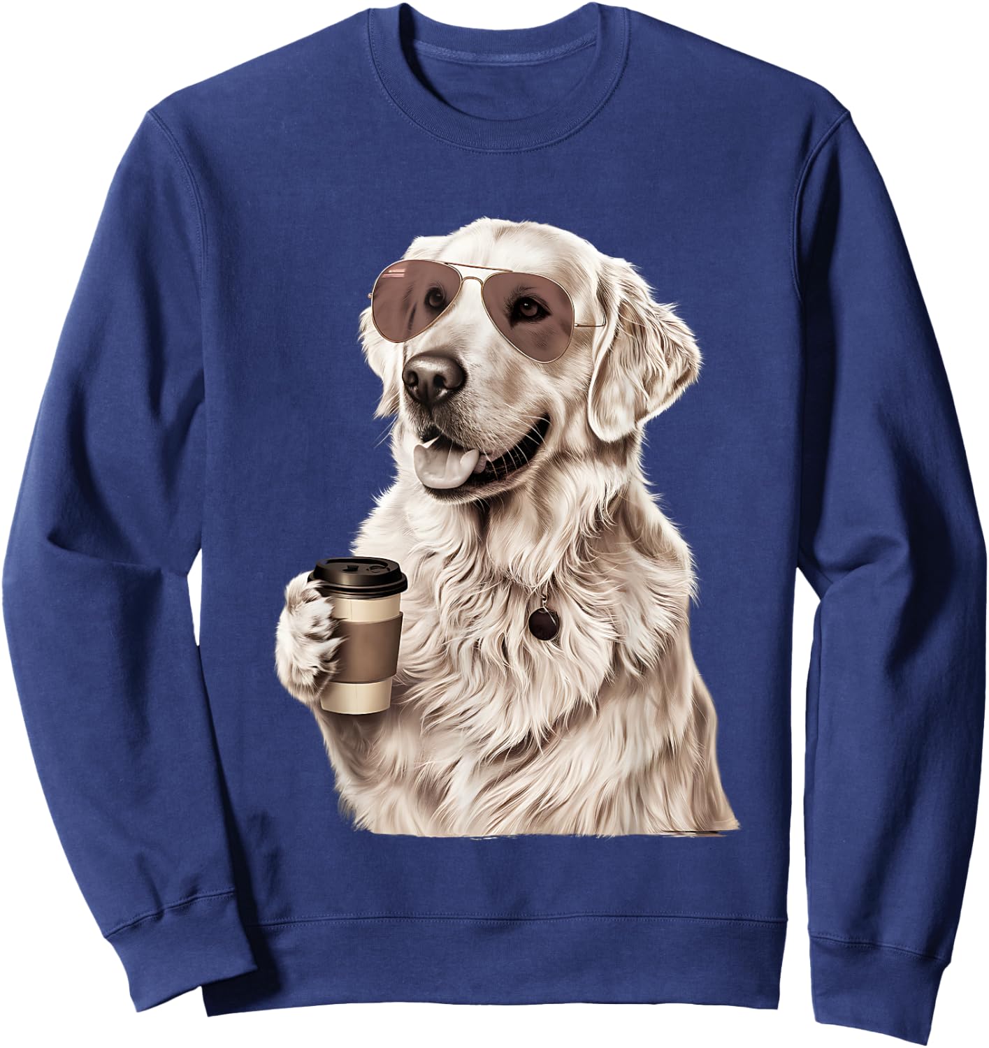 English Cream Golden Retriever Coffee Dog Mom Dad Sweatshirt - Sweatshirt | Navy