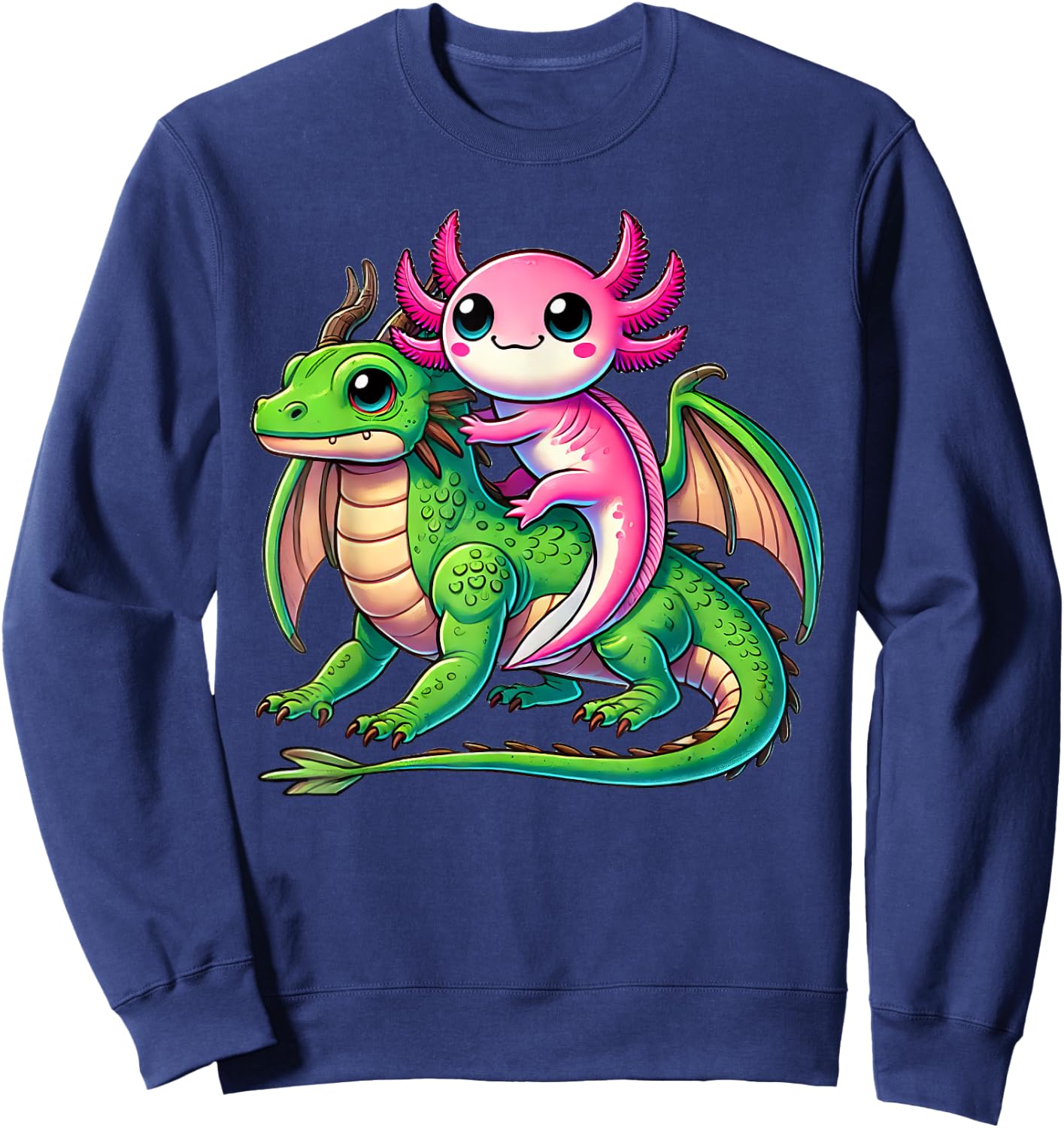 Anime Kawaii Axolotl Dragon Sweatshirt - Sweatshirt | Navy