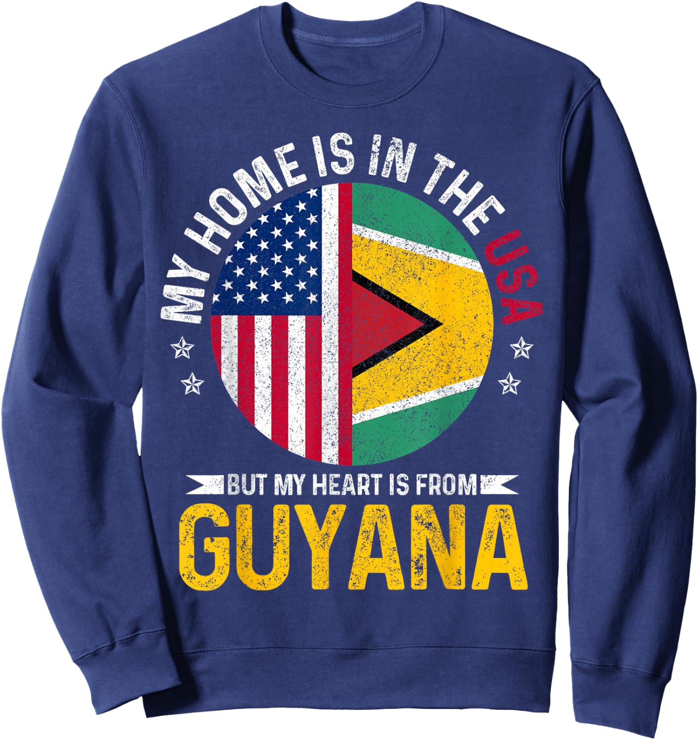 Guyanese American Flag Pride Guyana Patriotic Sweatshirt - Sweatshirt | Navy