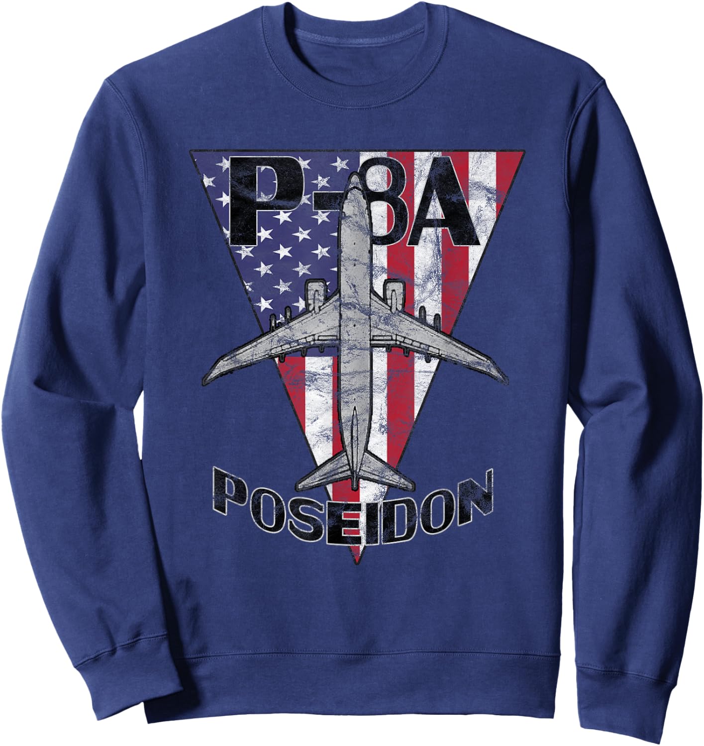 P-8 Poseidon Military Airplane Patriotic Vintage Sweatshirt - Sweatshirt | Navy