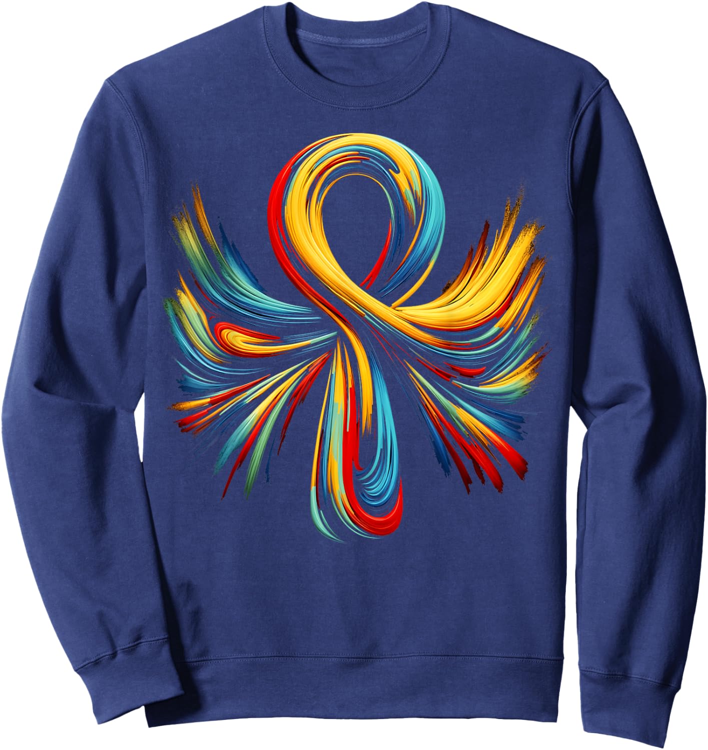 Cool Egypt Ankh Key of Life Symbol In Abstract Art Style Sweatshirt - Sweatshirt | Navy