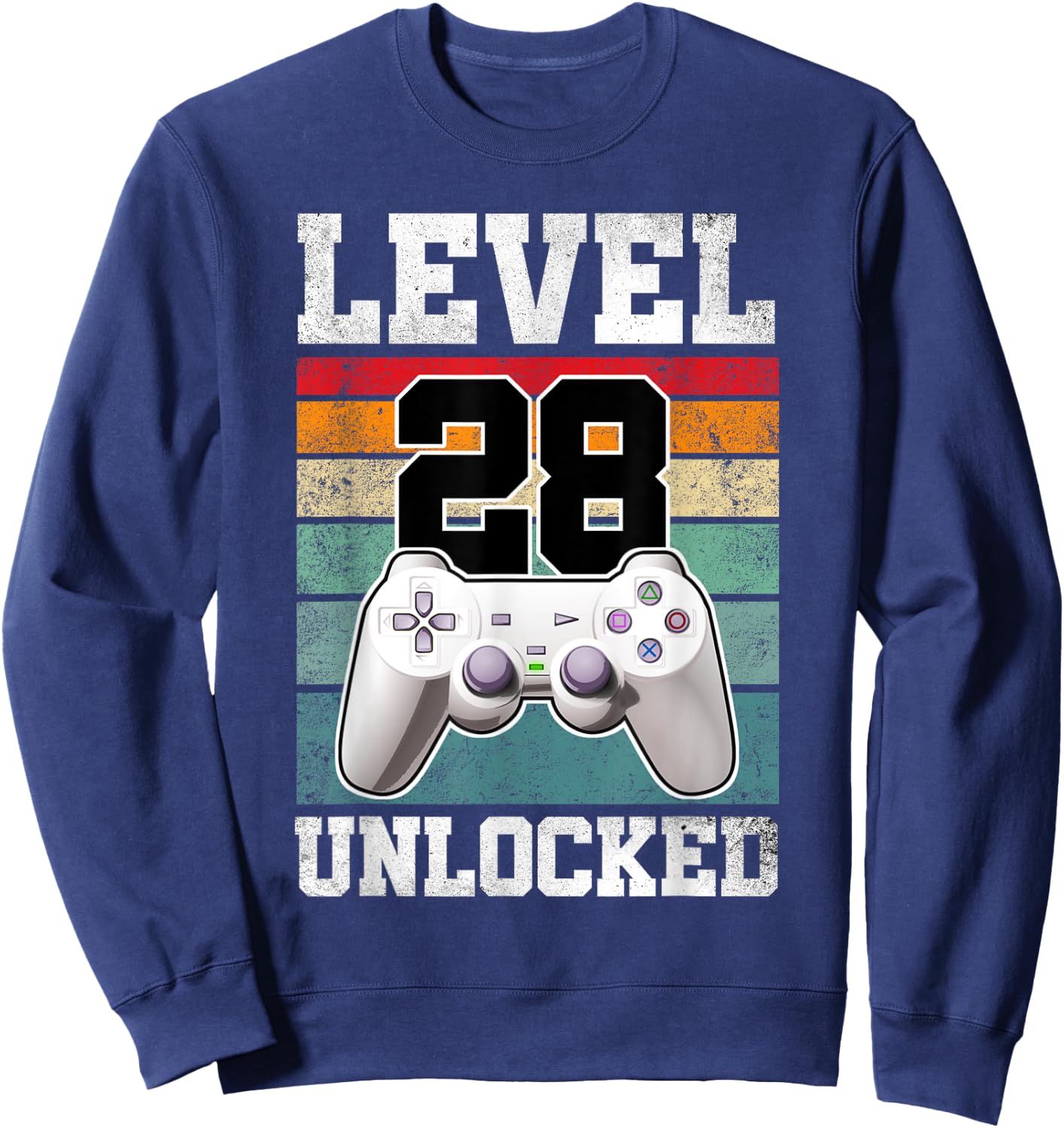 28 Year Old Gaming Level 28 Unlocked Gamers 28th Birthday Sweatshirt - Sweatshirt | Navy