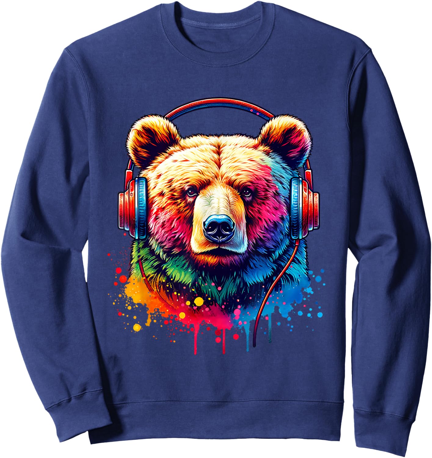 Bear With Headphones Sweatshirt - Sweatshirt | Navy