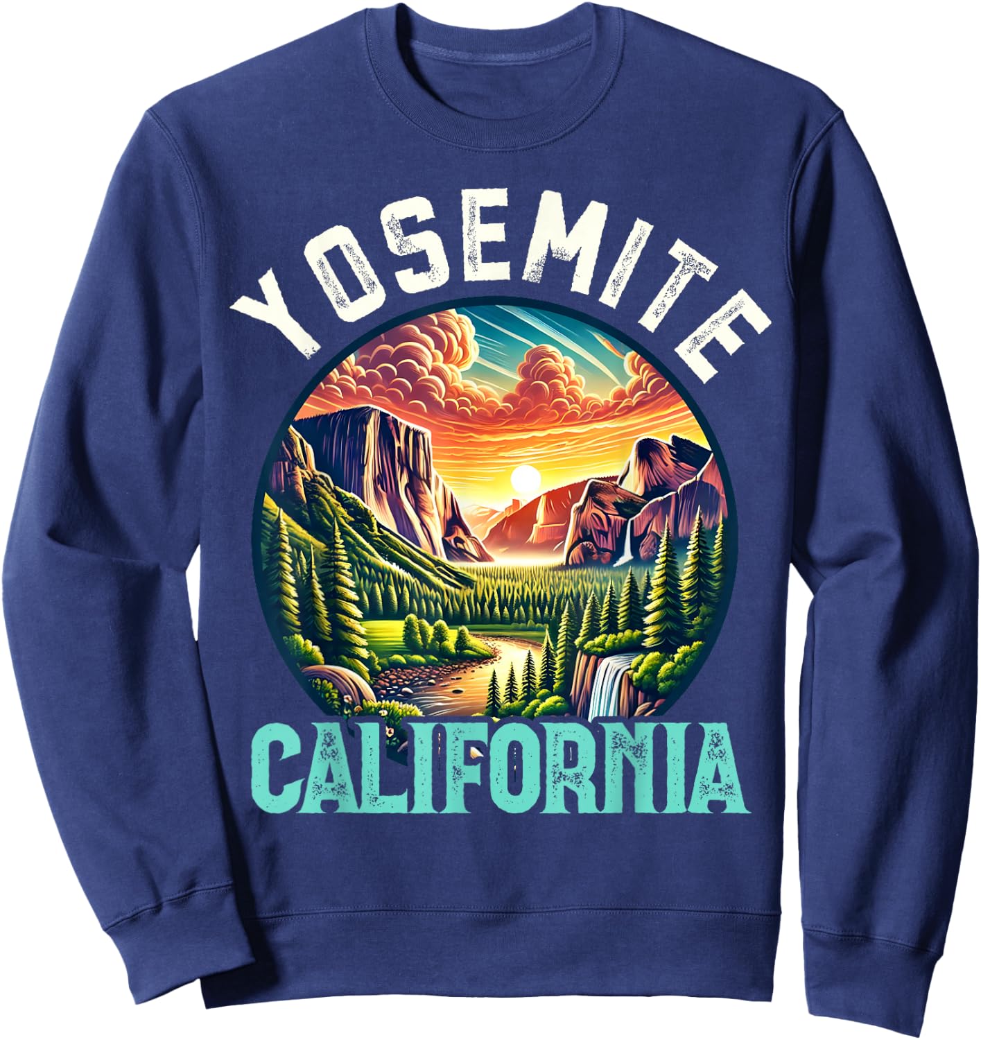 Yosemite California Hiking Vintage Souvenir, Men Women Kids Sweatshirt - Sweatshirt | Navy