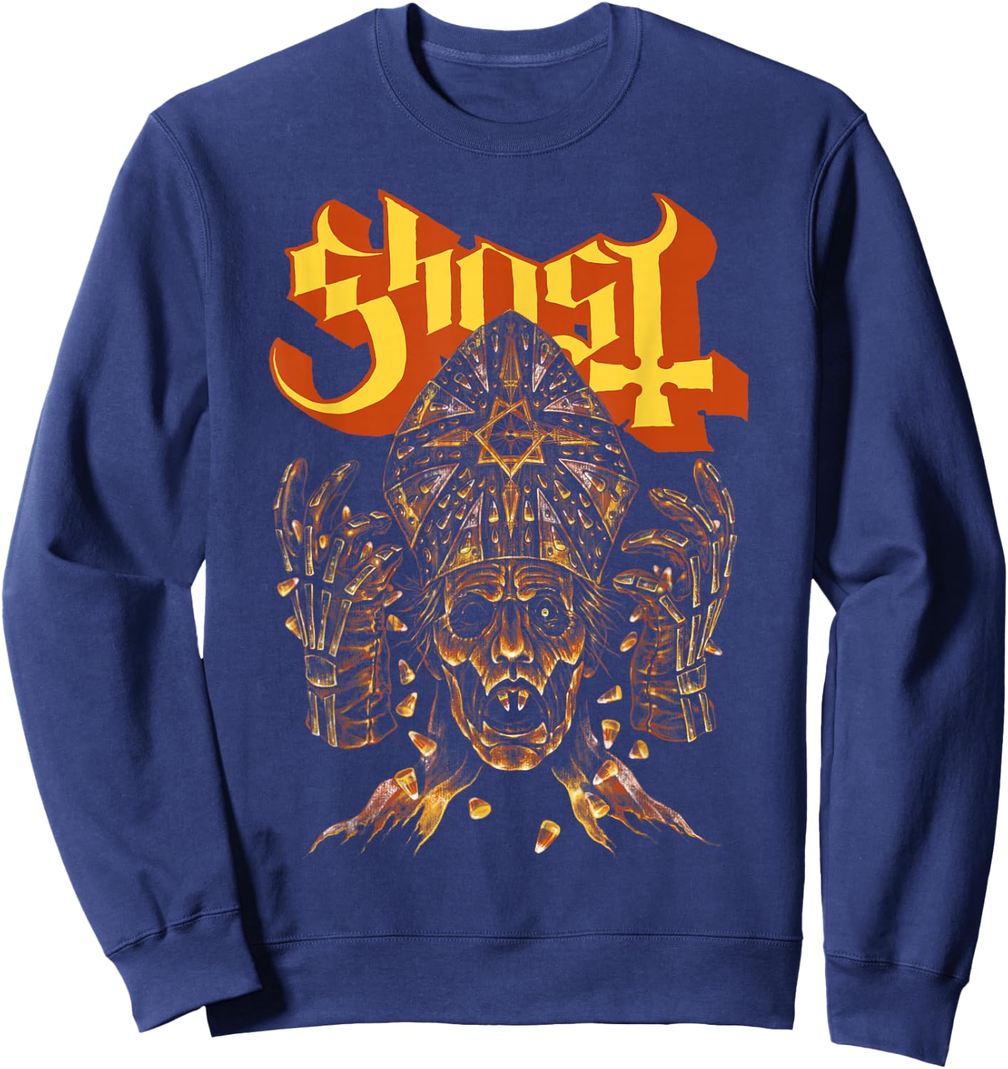 Ghost – Candy Corn Papa 4 Halloween Sweatshirt - Sweatshirt | Navy