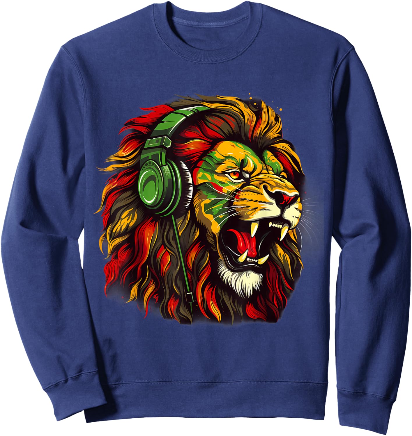 Reggae Music Rasta Pride Jamaican Roots Rasta Reggae Lion Sweatshirt - Sweatshirt | Navy