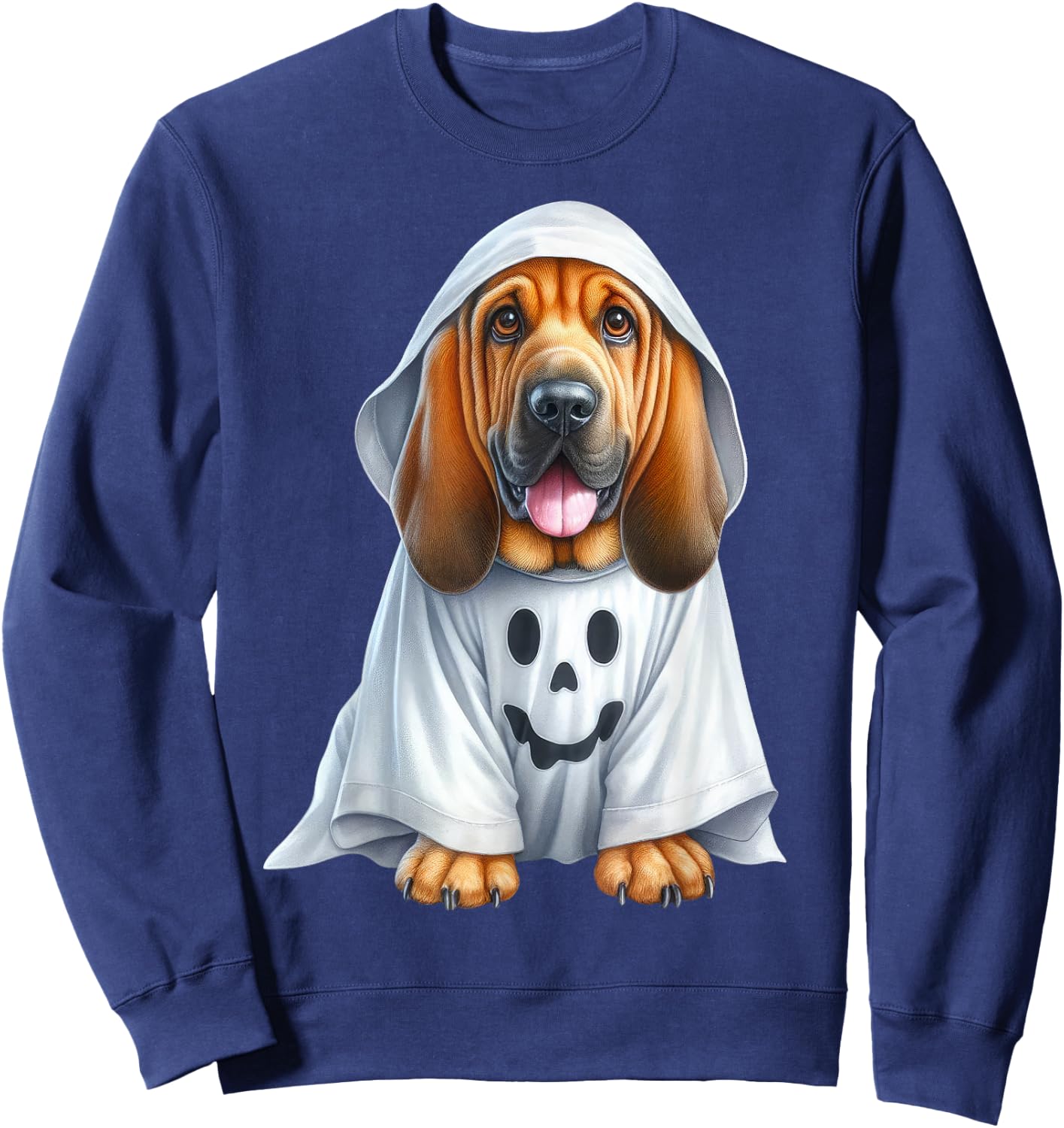 Funny Ghost Bloodhound Dog Lover Halloween Costume Men Women Sweatshirt - Sweatshirt | Navy