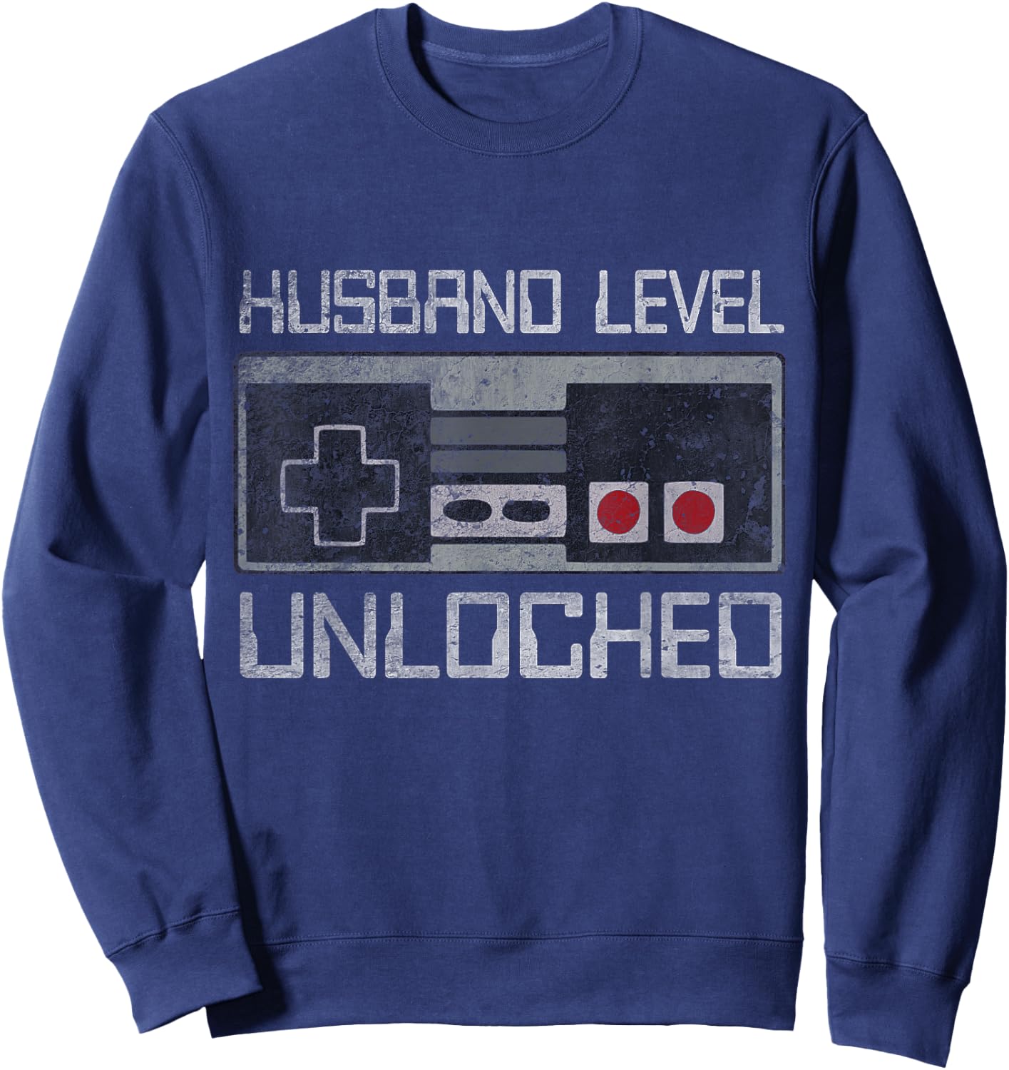 New Husband Level Unlocked Just Married Gamer Bachelor Party Sweatshirt - Sweatshirt | Navy