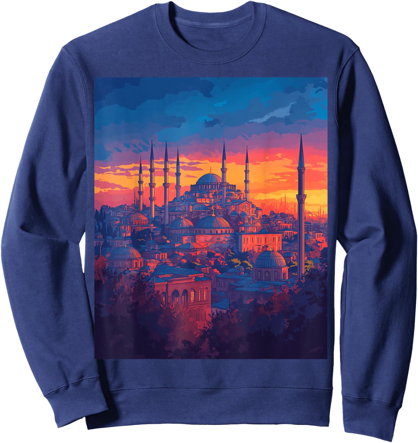 Istanbul Skyline With Historical Architecture Sweatshirt - Sweatshirt | Navy