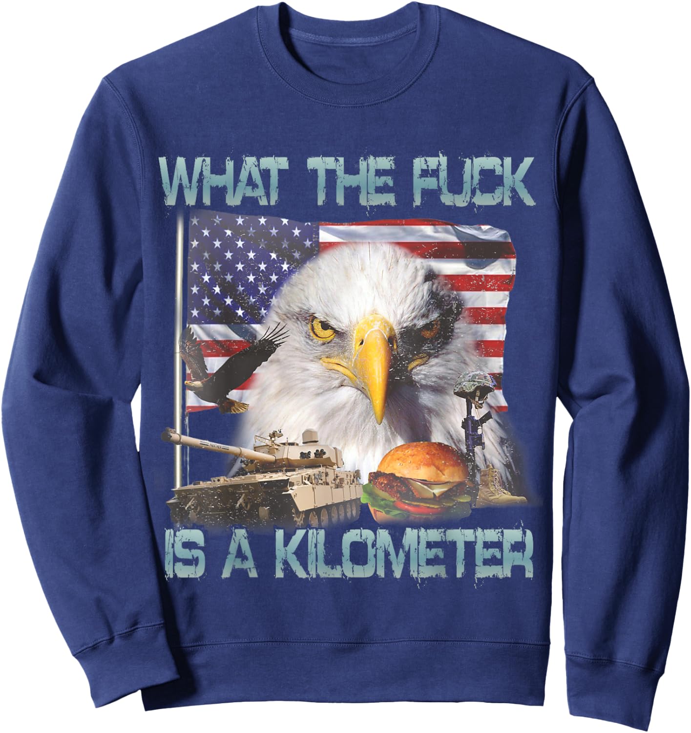 WTF What The FCK is A Kilometer GeorgeWashington 4th of July Sweatshirt - Sweatshirt | Navy