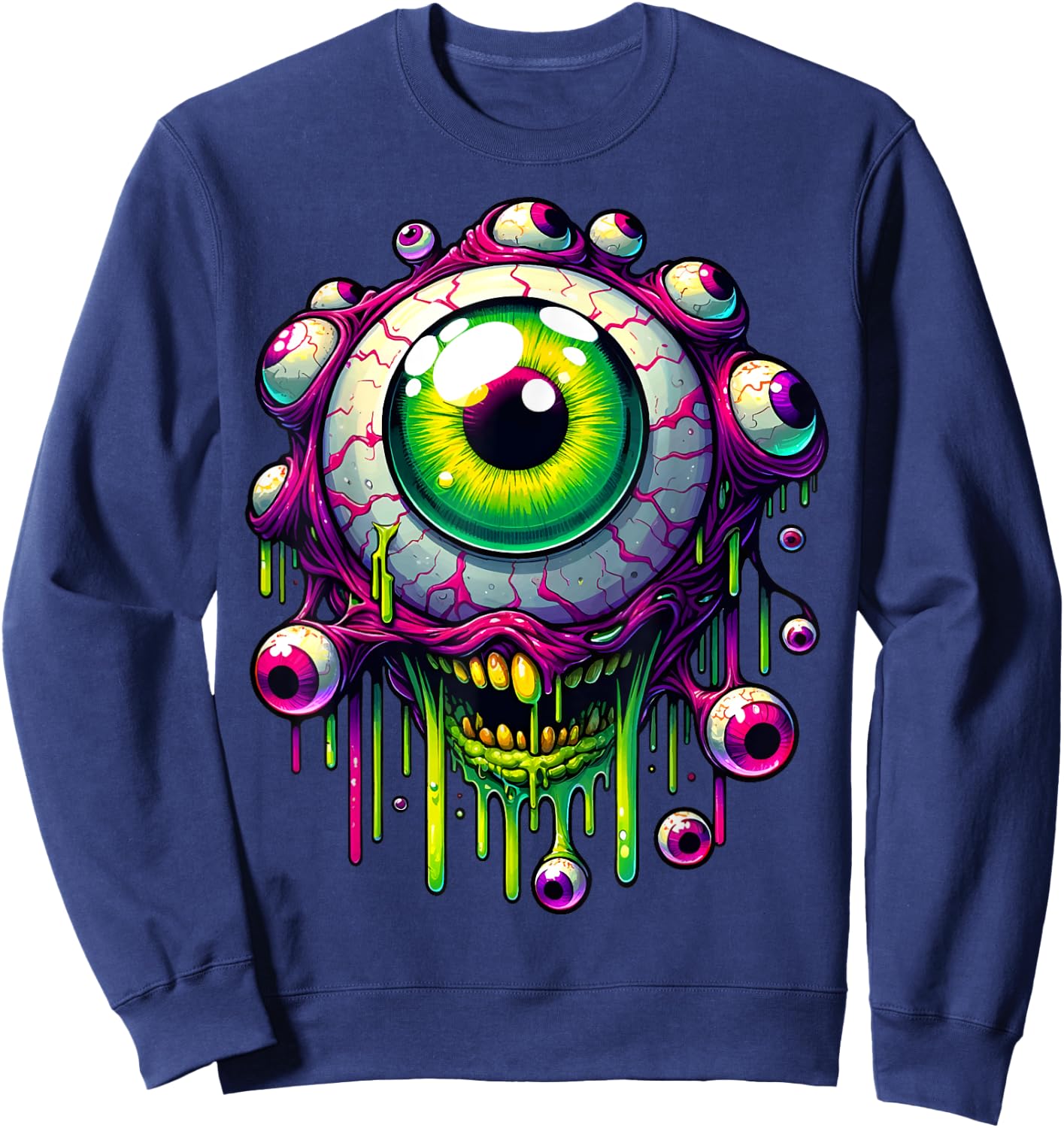 Summer & Festival - Trippy Surreal Psychedelic Eye Art Men Women Girls Kids Sweatshirt - Sweatshirt | Navy