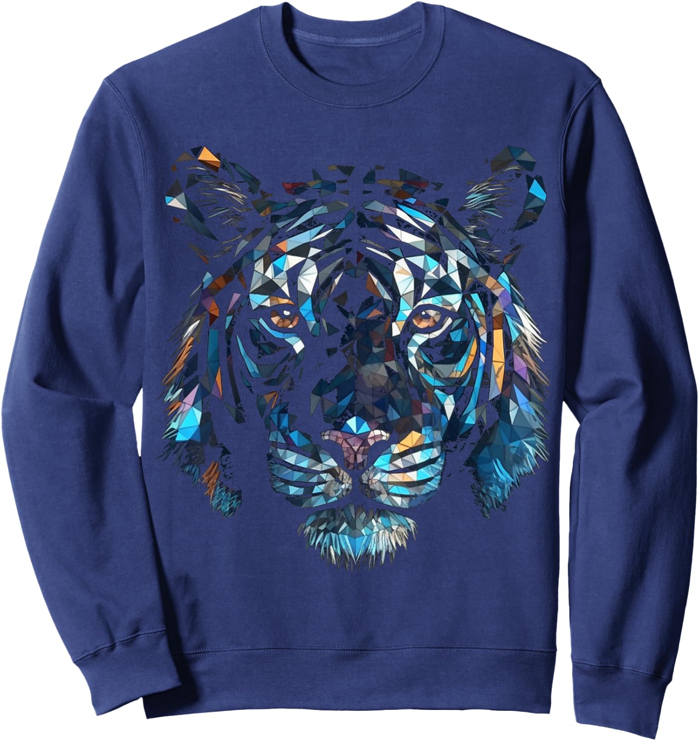 Tiger Polygon Artwork - Colourful Animal Art Tiger Sweatshirt - Sweatshirt | Navy