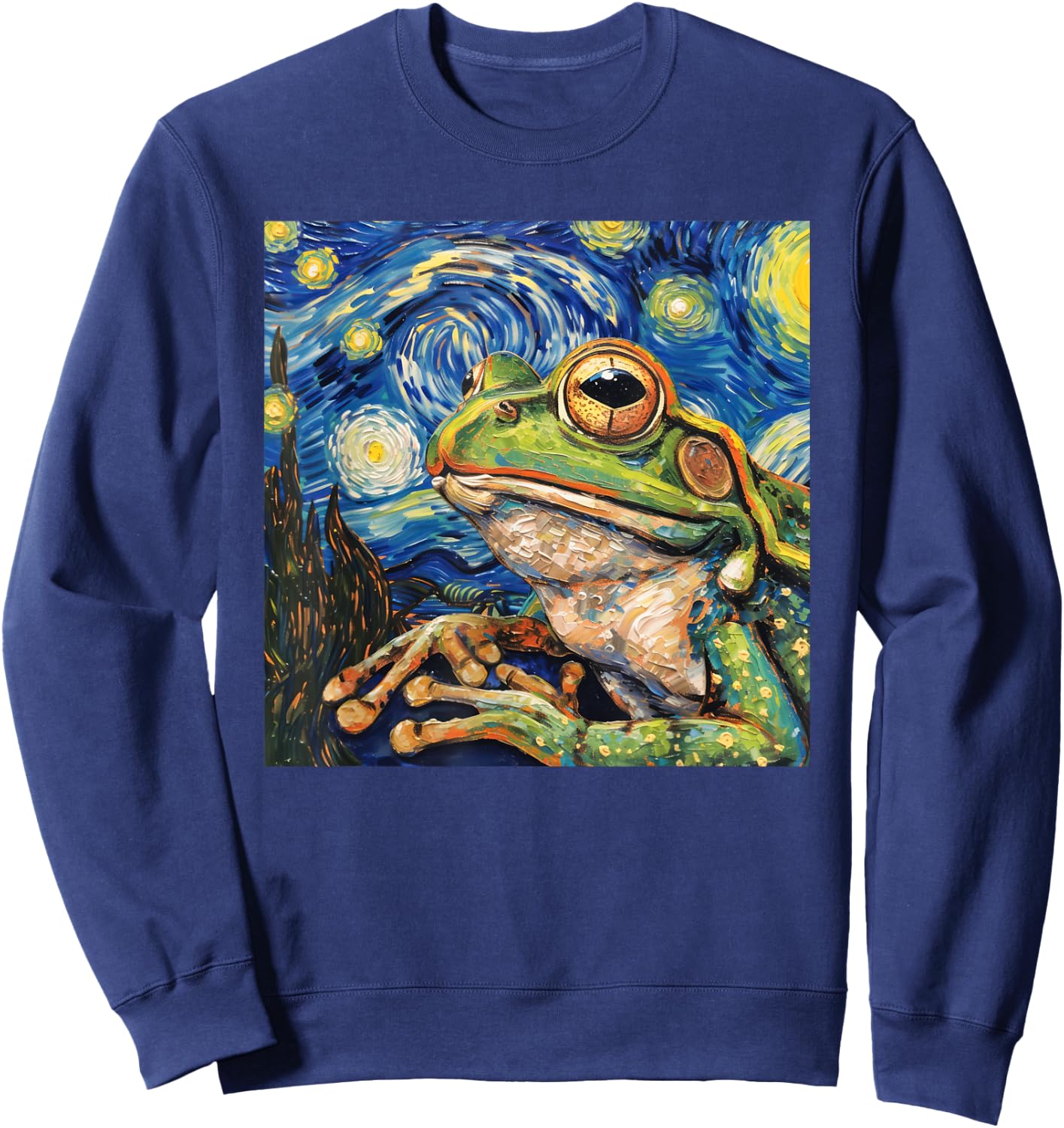 Frog Toad Van Gogh Style Starry Night Sweatshirt - Sweatshirt | Navy