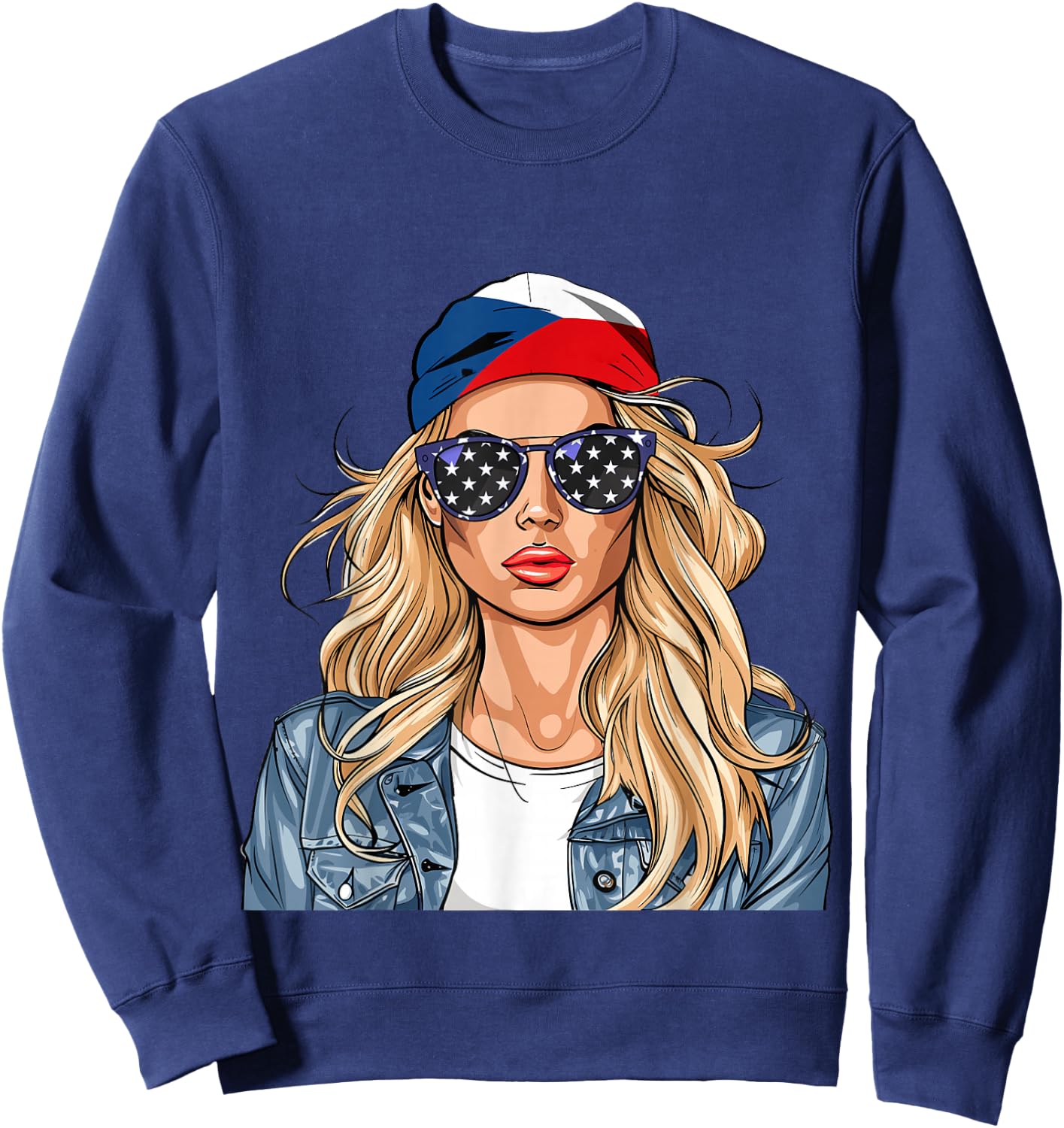 Czech Flag Souvenirs Woman American Products Czechia Sweatshirt - Sweatshirt | Navy