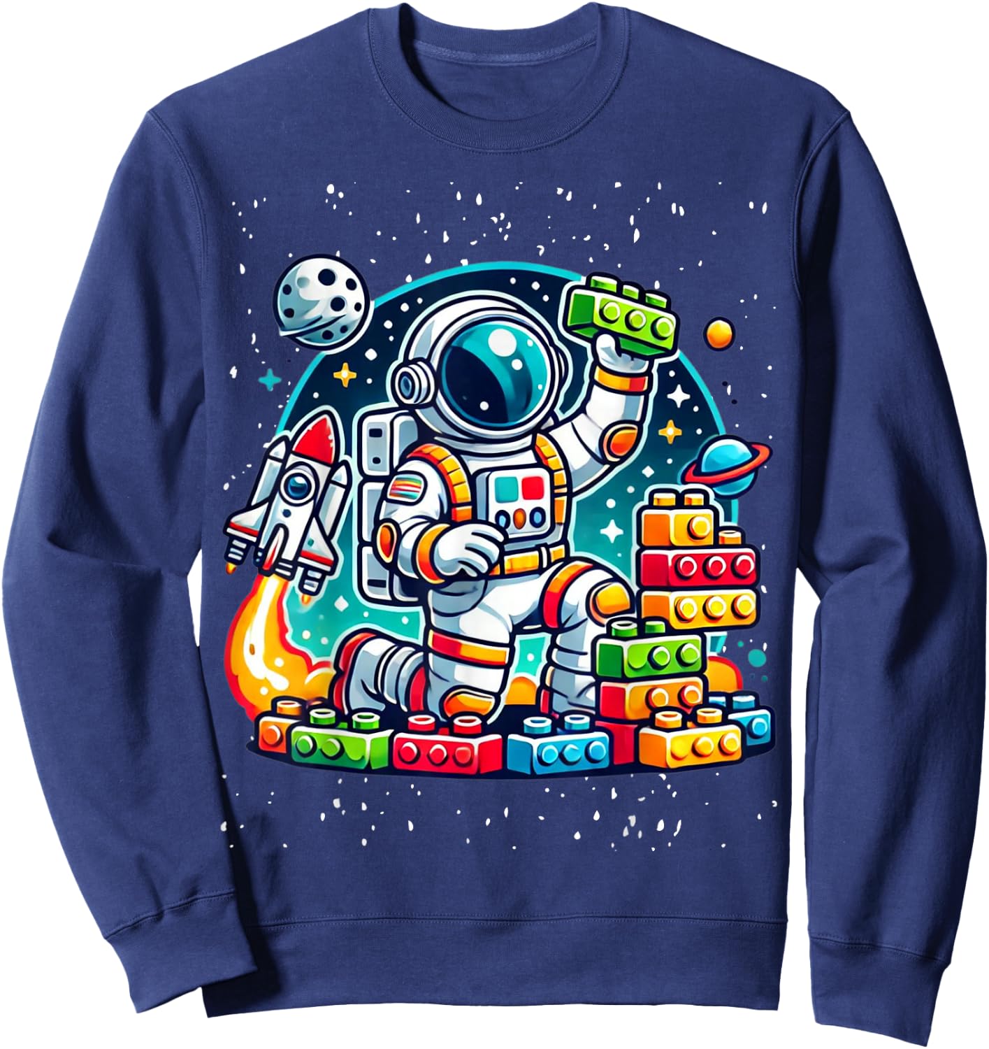 Master Builder Space Astronaut Building Blocks Bricks Boys Sweatshirt - Sweatshirt | Navy