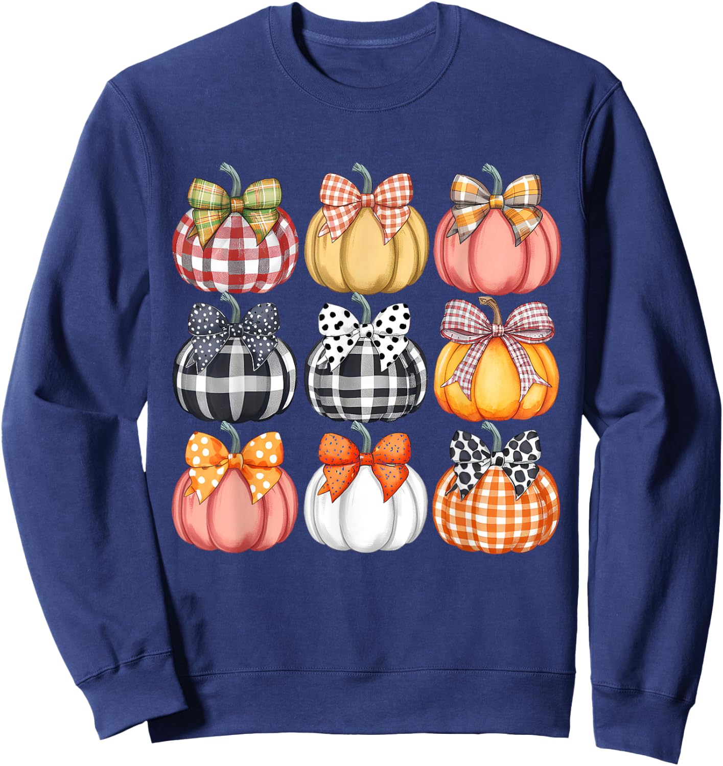 Pumpkin Coquette Bow Fall Halloween Costume Spooky Season Sweatshirt - Sweatshirt | Navy