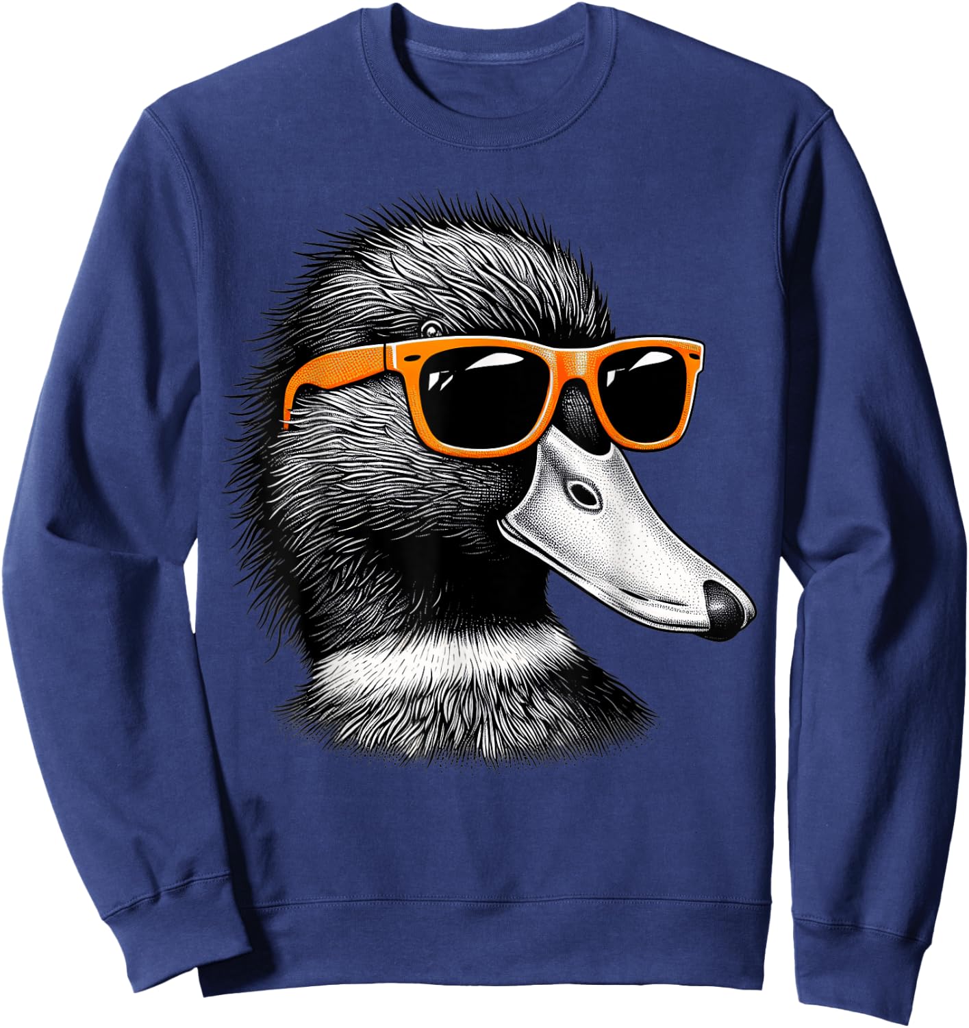 Cool Mallard Bird Wearing Sunglasses Graphic Art Sweatshirt - Sweatshirt | Navy