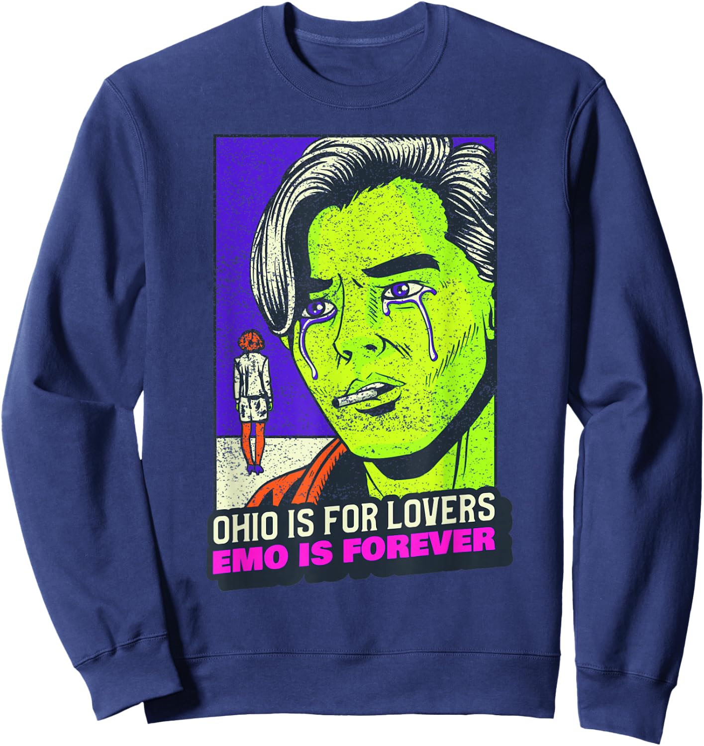 Cool Emo Rock Music Poster Art 2000's Band Concert Sweatshirt - Sweatshirt | Navy