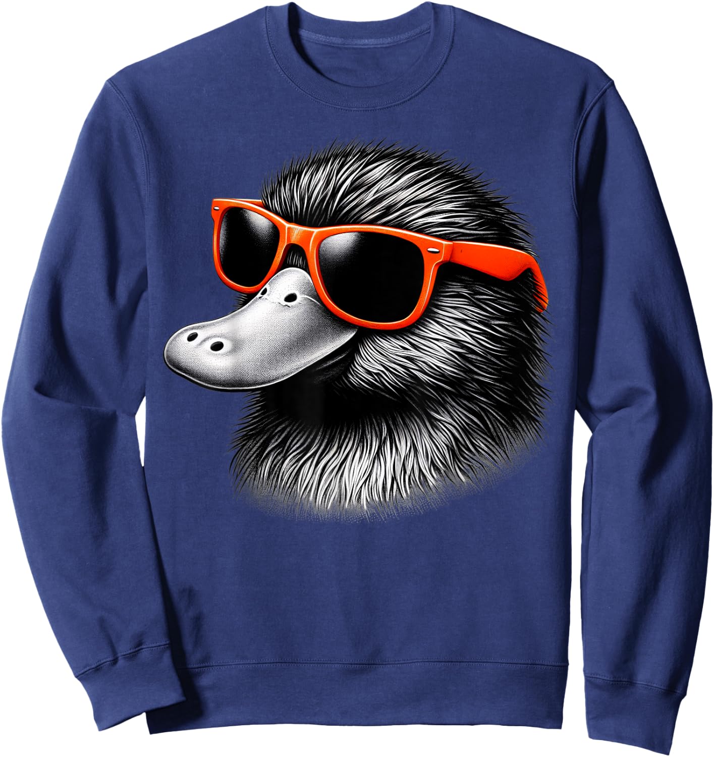 Cool Platypus Wearing Sunglasses Graphic Art Sweatshirt - Sweatshirt | Navy