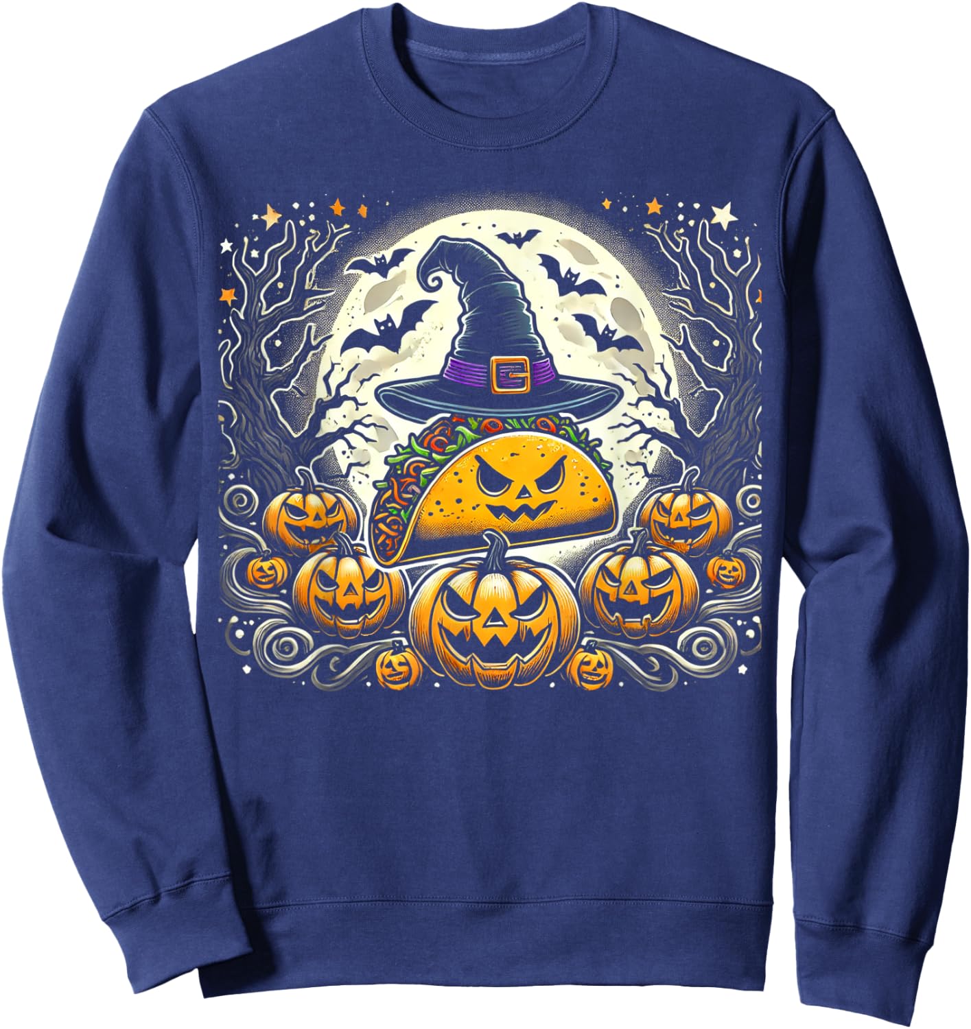Taco Witch Halloween - Spooky Pumpkin Art Sweatshirt - Sweatshirt | Navy