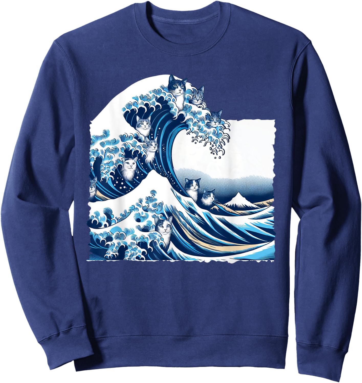 Blue Cats Wave For Kamala Funny Cat Owners Kamala Harris Men Women Sweatshirt - Sweatshirt | Navy