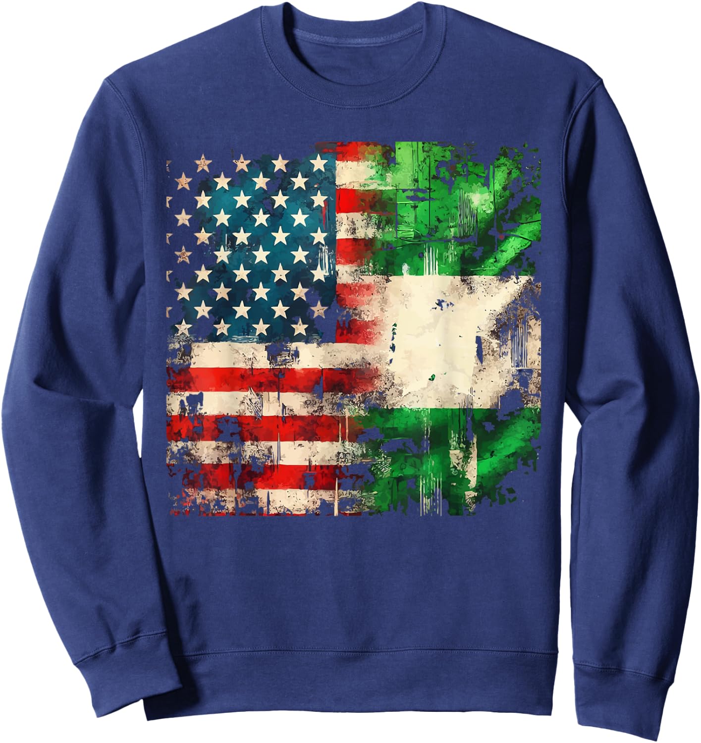 Half Nigerian Half American USA Flag Nigeria America Sweatshirt - Sweatshirt | Navy