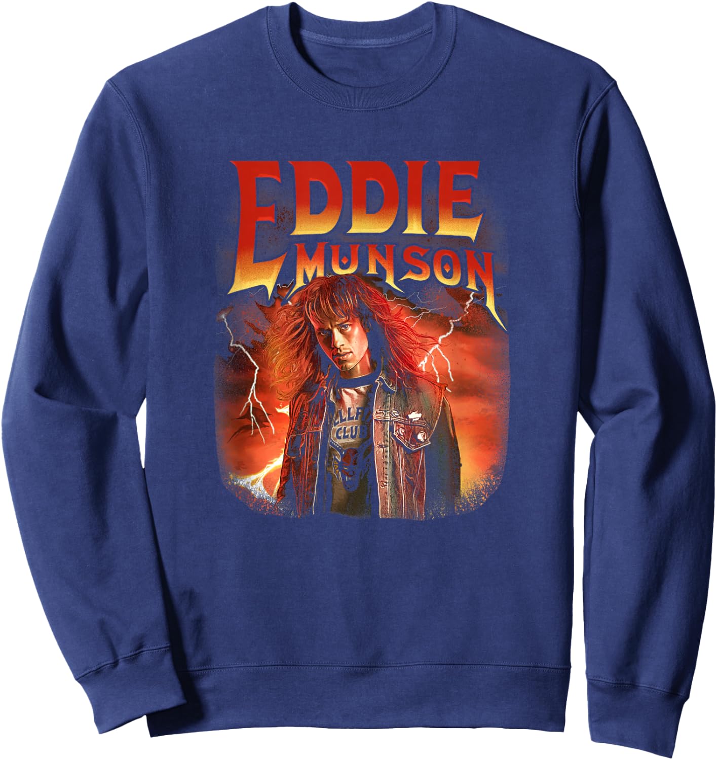 Stranger Things 4 Eddie Munson Portrait Sweatshirt - Sweatshirt | Navy