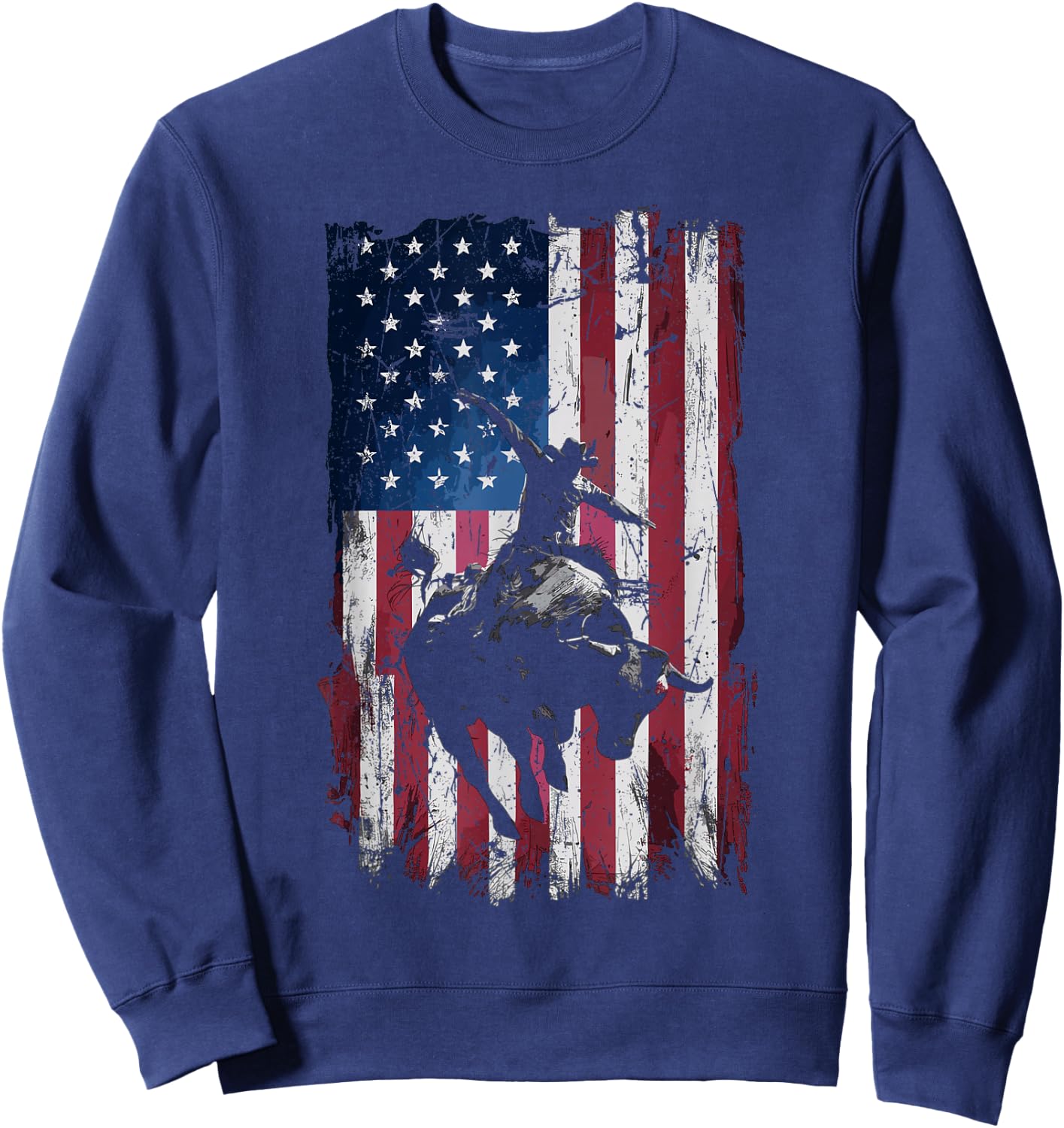 Rodeo Cowboy Western USA Flag Cowboys Sweatshirt - Sweatshirt | Navy