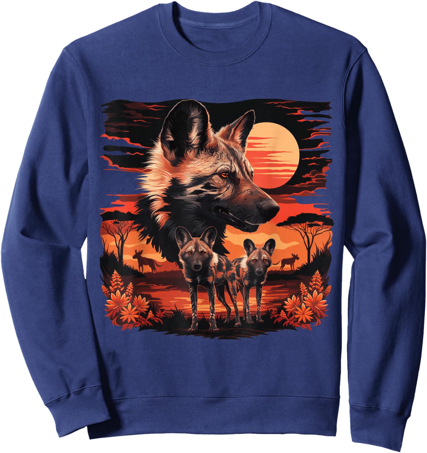 African Painted Wild Dogs African Savanna Wild Dogs Lovers Sweatshirt - Sweatshirt | Navy